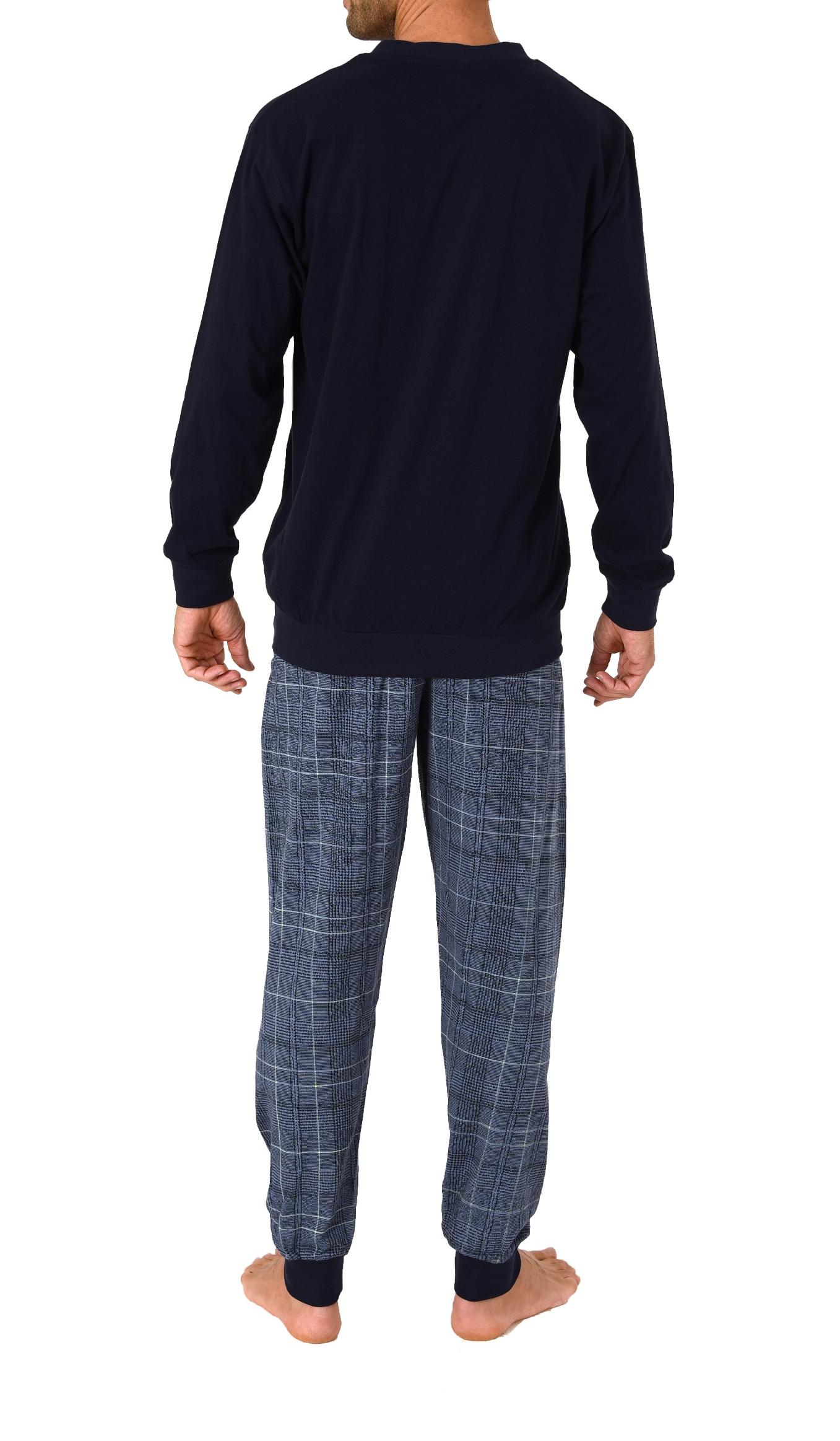 Herren Pyjama Schlafanzug mit Bündchen und karierter Jersey Hose -122 101 10 701 Herren Pyjama Schlafanzug mit Bündchen und karierter Jersey Hose -122 101 10 701