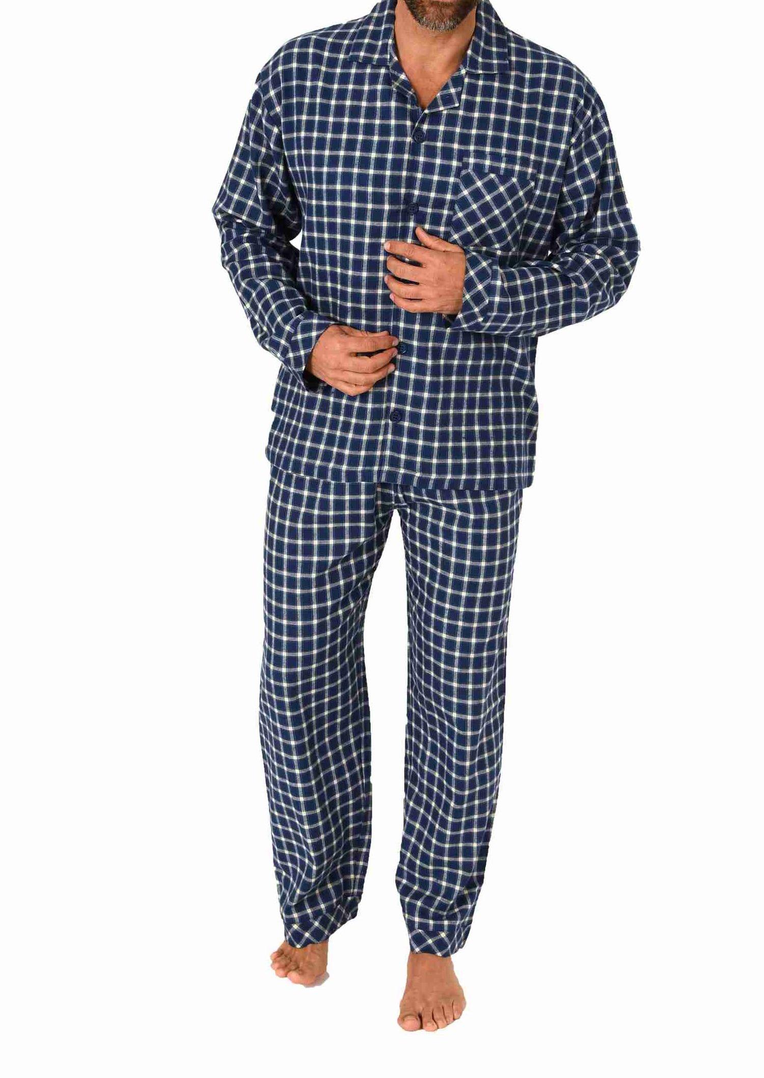 Herren Flanell Pyjama langarm Schlafanzug zum durchknöpfen - 222 101 15 870