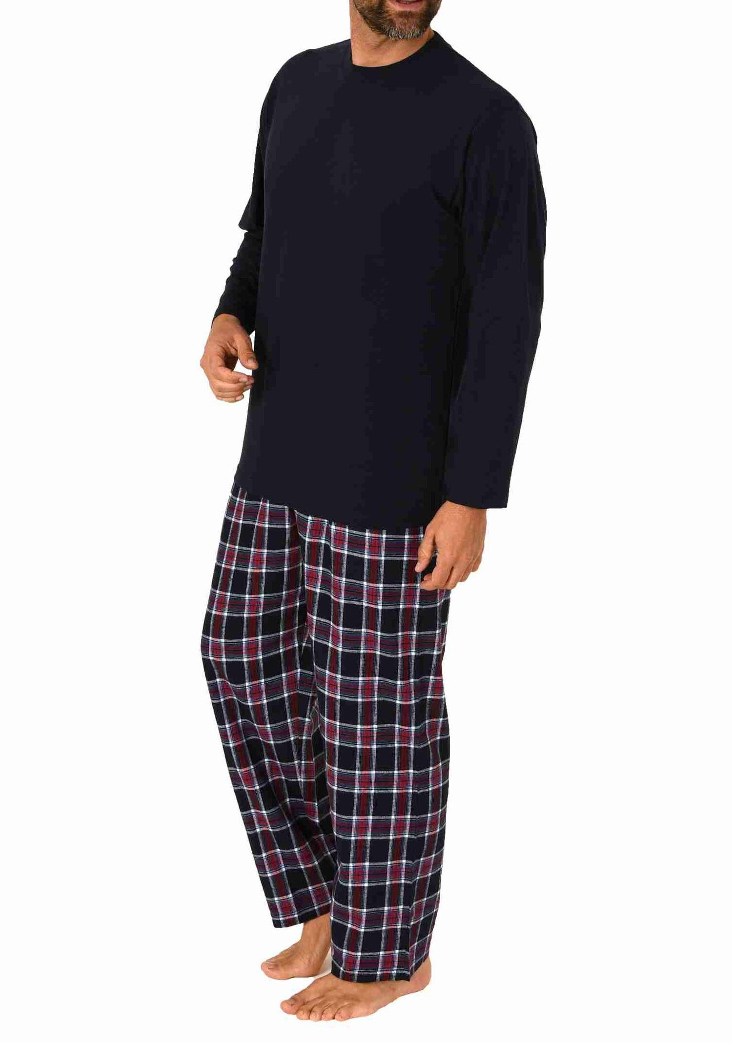 Herren langarm Schlafanzug Pyjama mit karierter Flanell Hose - 222 101 10 873