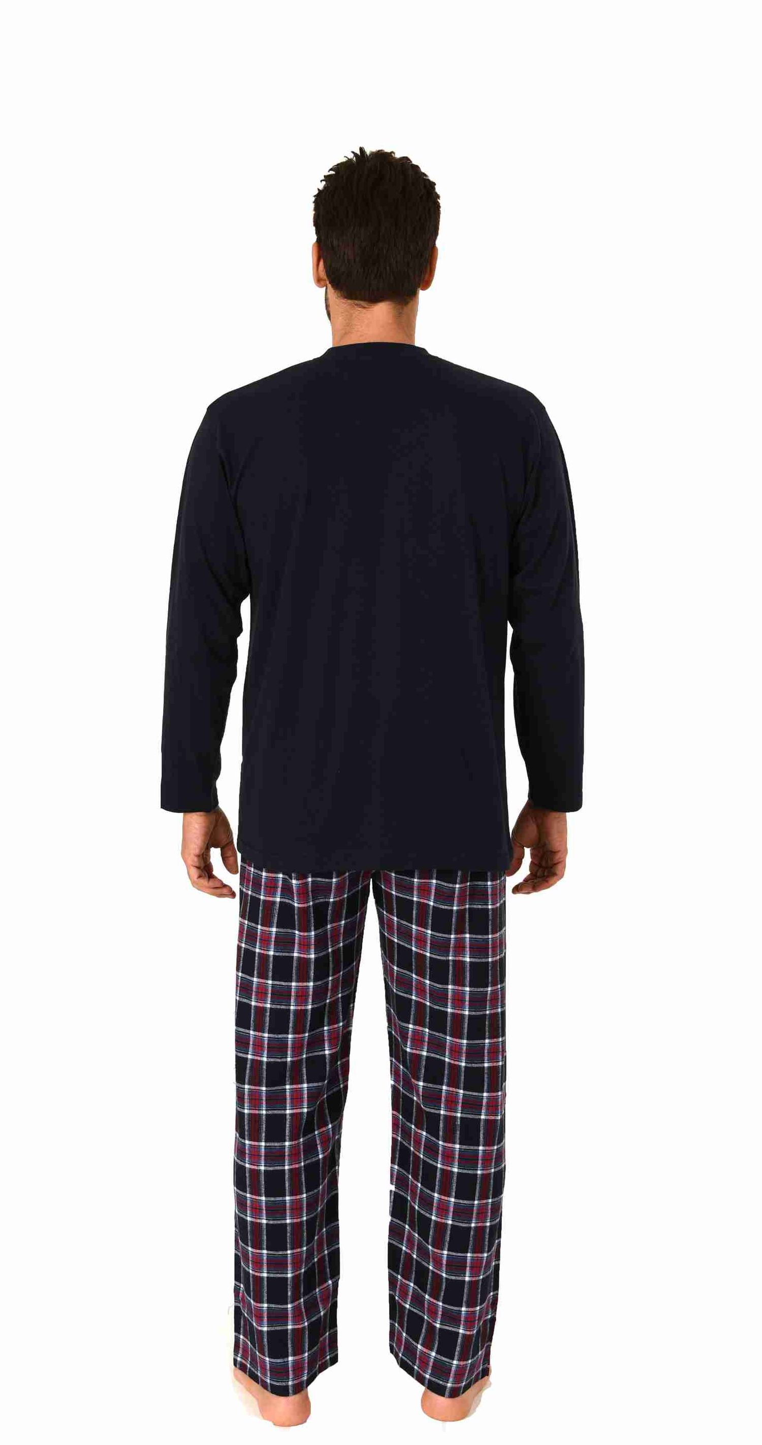 Herren langarm Schlafanzug Pyjama mit karierter Flanell Hose - 222 101 10 873