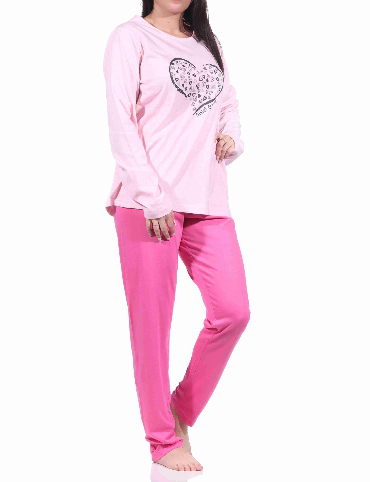 Damen Pyjama langarm Schlafanzug mit Herzmotiv - 212 201 10 904a Damen Pyjama langarm Schlafanzug mit Herzmotiv - 212 201 10 904a