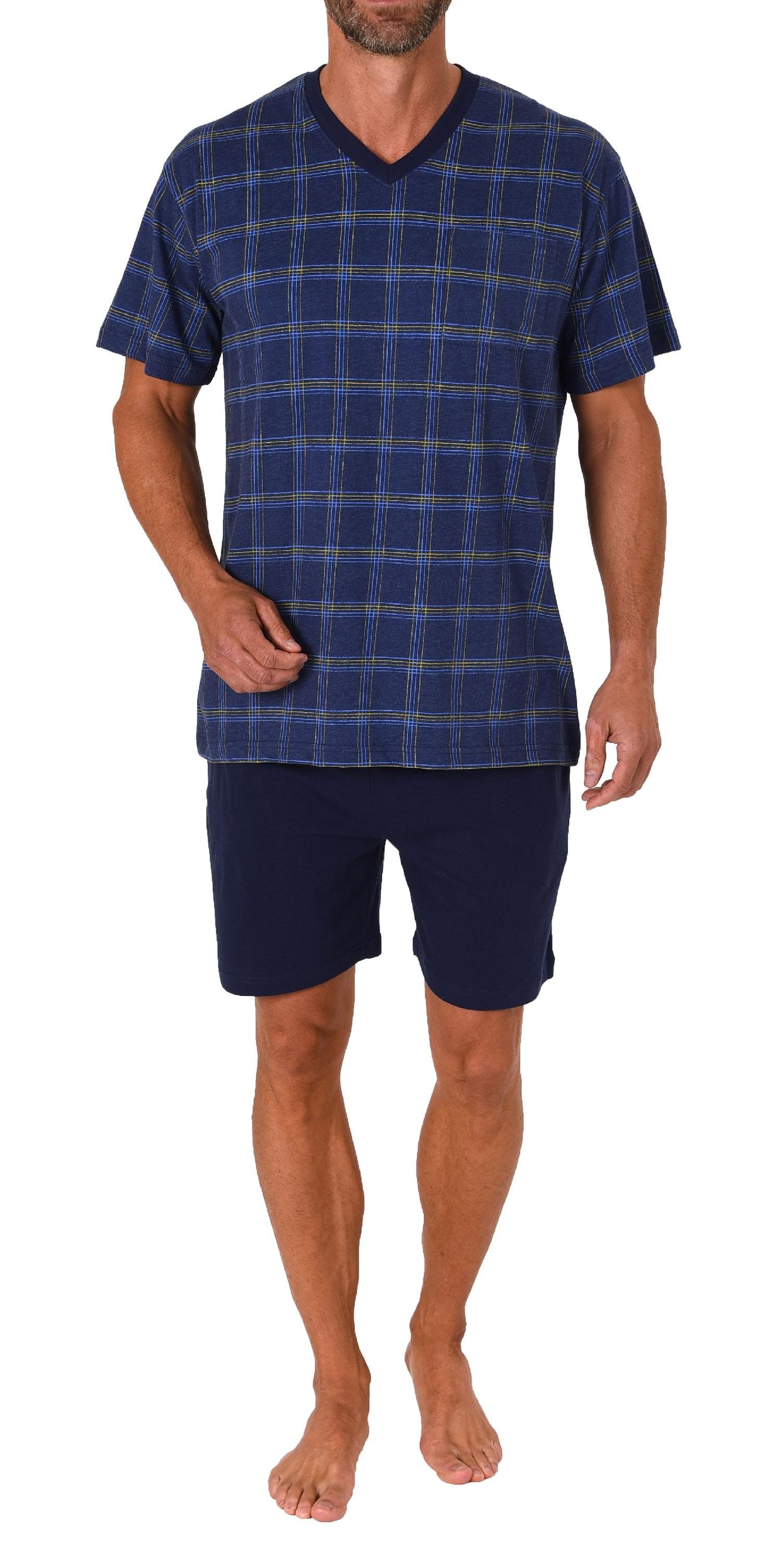 Herren kurzarm Schlafanzug Shorty Pyjama mit karierten Oberteil - 122 105 90 445 Herren kurzarm Schlafanzug Shorty Pyjama mit karierten Oberteil - 122 105 90 445