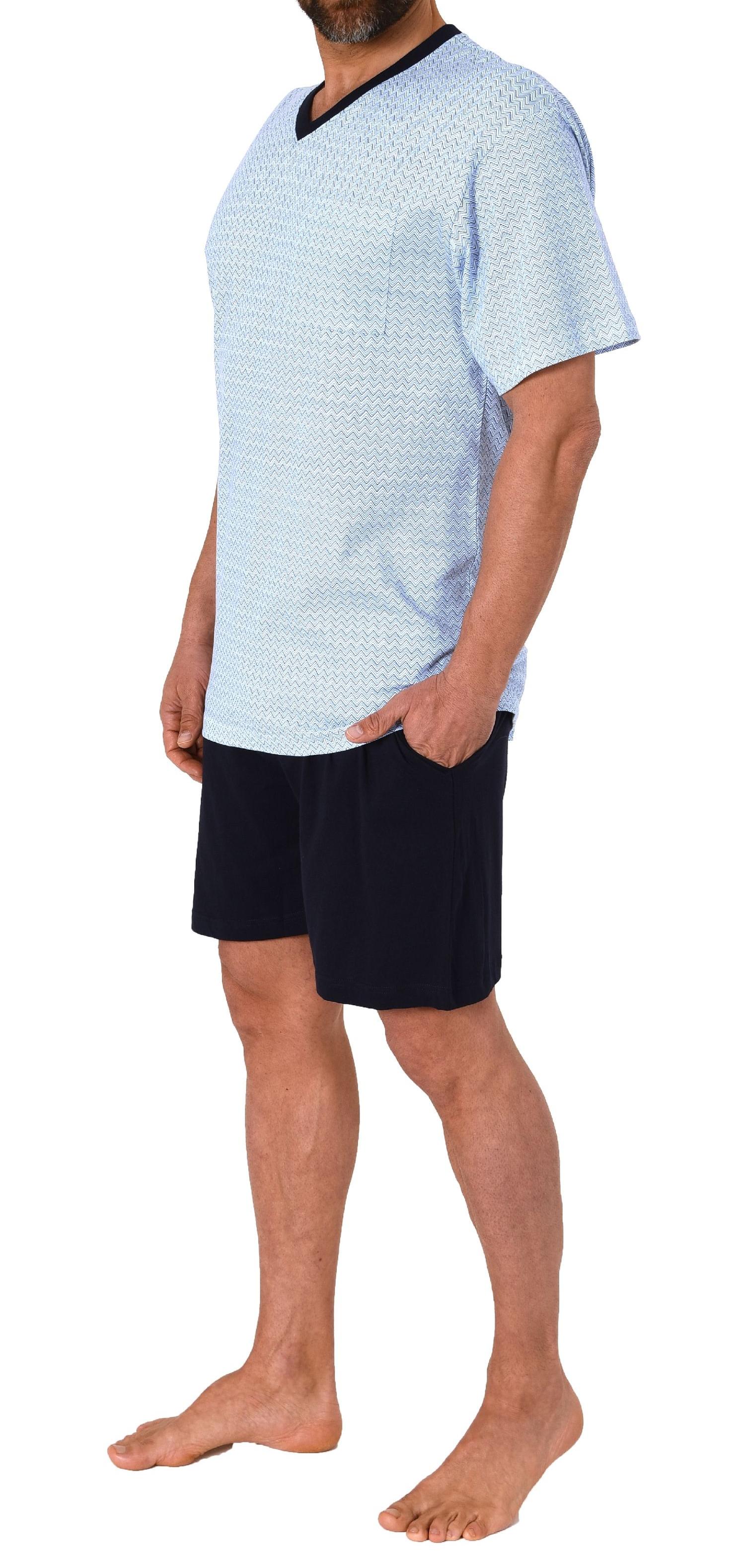 Herren kurzarm Schlafanzug Shorty Pyjama V-HALS - auch in Übergrössen - 122 105 90 620