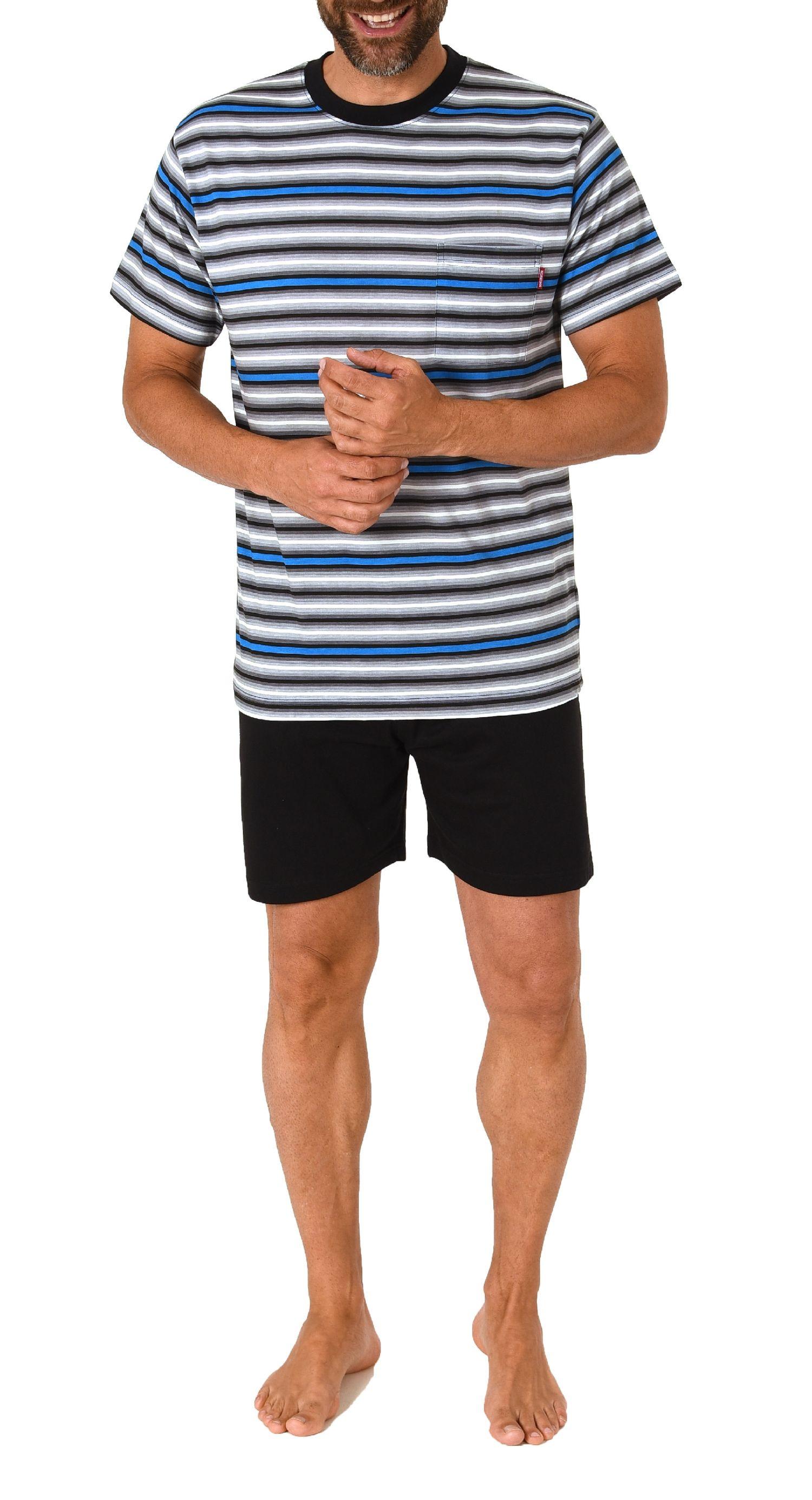 Herren kurzarm Schlafanzug Shorty Pyjama in lässiger Streifenoptik - 122 105 90 745