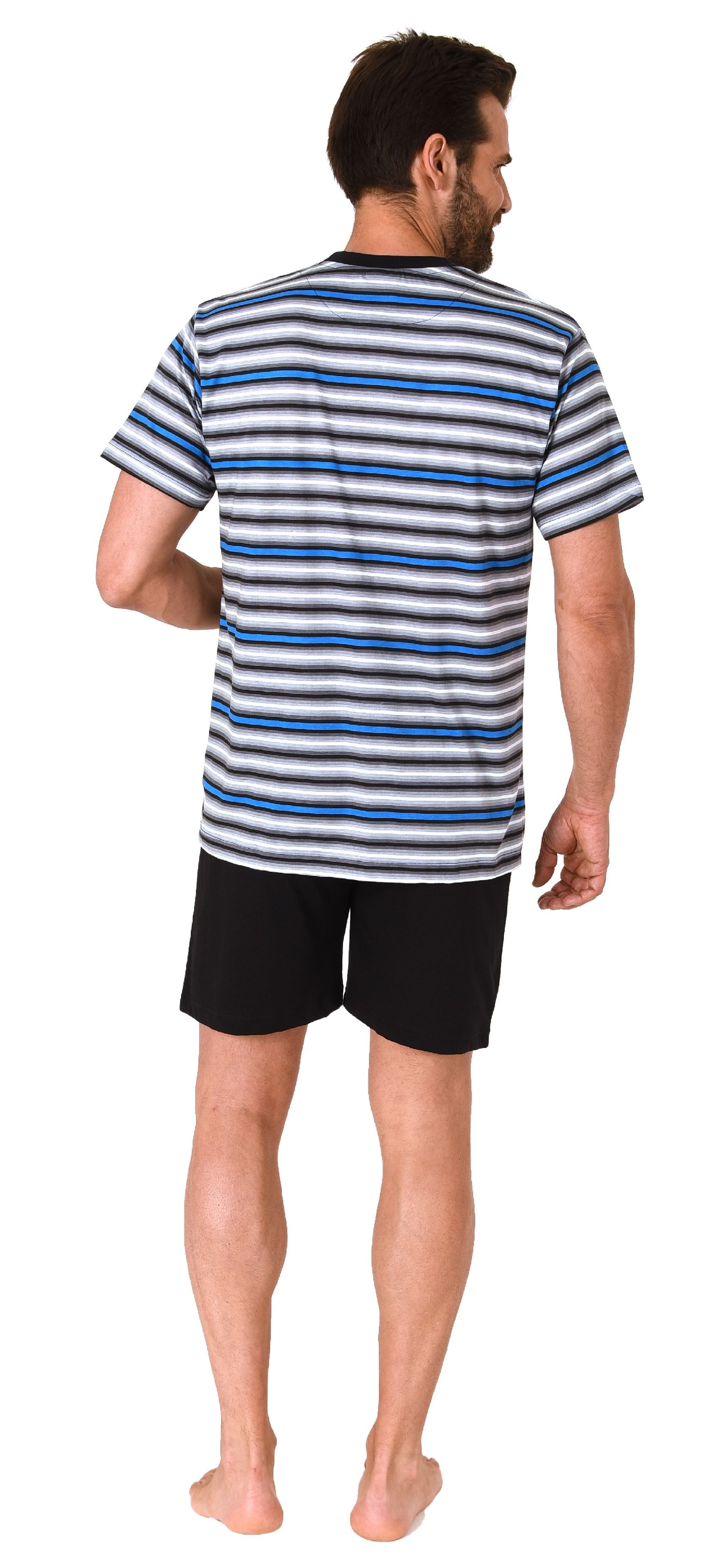 Herren kurzarm Schlafanzug Shorty Pyjama in lässiger Streifenoptik - 122 105 90 745