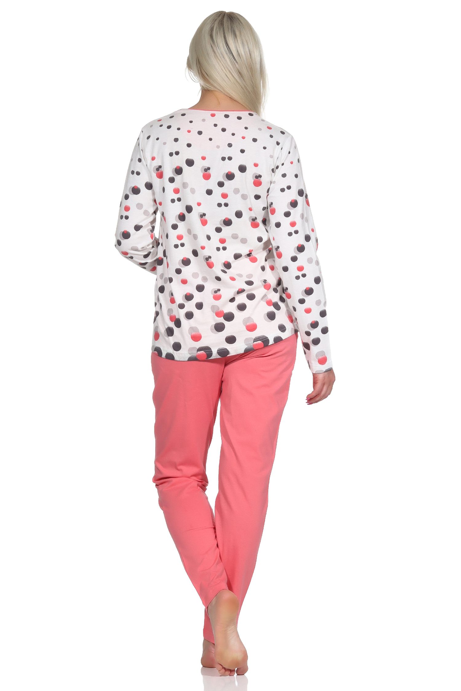 Damen langarm Schlafanzug Pyjama in Tupfen-Punkte Optik - auch in Übergrössen - 122 201 90 330 Damen langarm Schlafanzug Pyjama in Tupfen-Punkte Optik - auch in Übergrössen