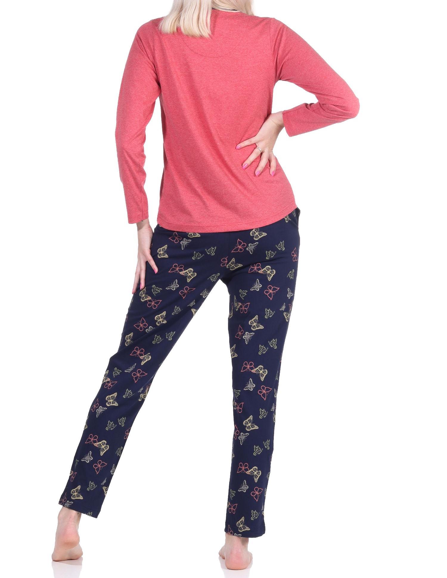Toller Damen langarm Schlafanzug Pyjama mit Schmetterling als Motiv - auch in Übergrössen - 122 201 90 630 Toller Damen langarm Schlafanzug Pyjama mit Schmetterling als Motiv - auch in Übergrössen