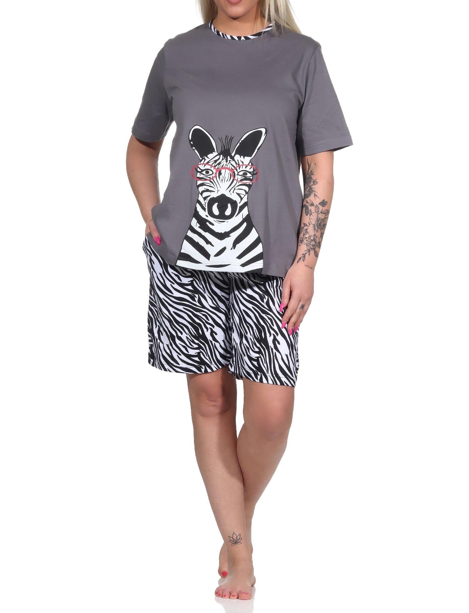Süsser Damen Shorty Pyjama kurzarm Schlafanzug mit Tiermotiv - auch in Übergrössen Süsser Damen Shorty Pyjama kurzarm Schlafanzug mit Tiermotiv - auch in Übergrössen