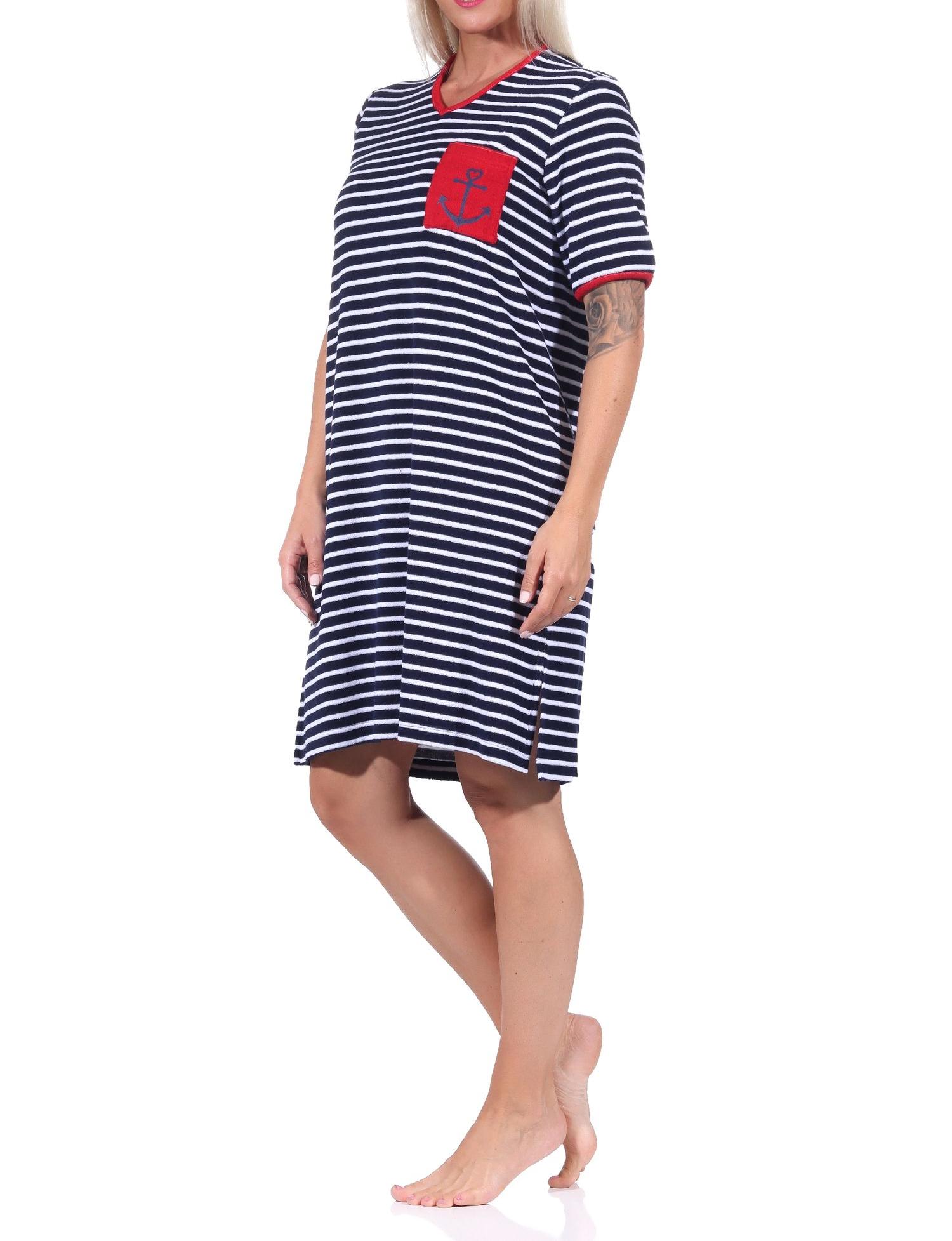 Maritimes kurzarm Frottee Damen Nachthemd Strandkleid mit Anker Motiv - 122 214 93 920 Maritimes kurzarm Frottee Damen Nachthemd Strandkleid mit Anker Motiv - 122 214 93 920
