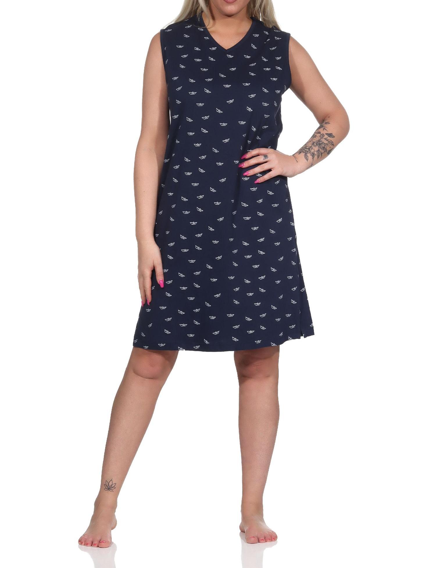 Damen Achselträger Nachthemd Strandkleid in maritimer Optik, auch in Übergrössen