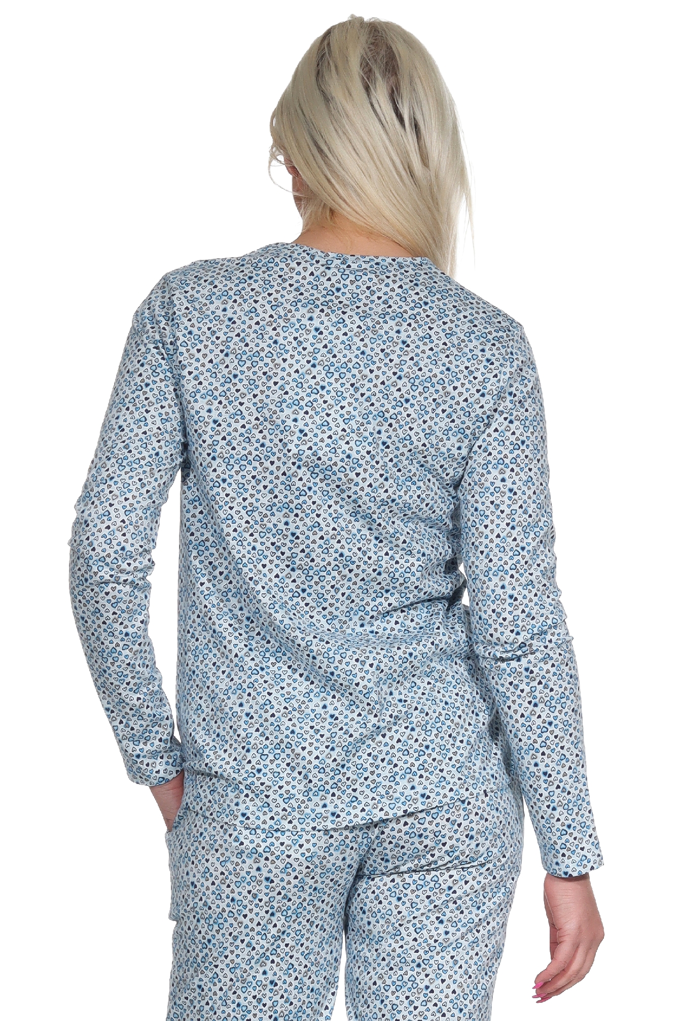 Damen Schlafanzug Shirt langarm Pyjama Oberteil Mix & Match in Herz Tupfen Optik - 122 219 90 904 Damen Schlafanzug Shirt langarm Pyjama Oberteil Mix & Match in Herz Tupfen Optik - 122 904