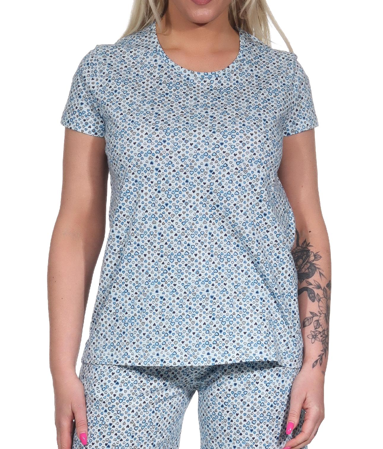 Damen kurzarm Schlafanzug Oberteil Pyjama Shirt Mix & Match in Herz Tupfen Optik - 122 904 Damen kurzarm Schlafanzug Oberteil Pyjama Shirt Mix & Match in Herz Tupfen Optik - 122 904