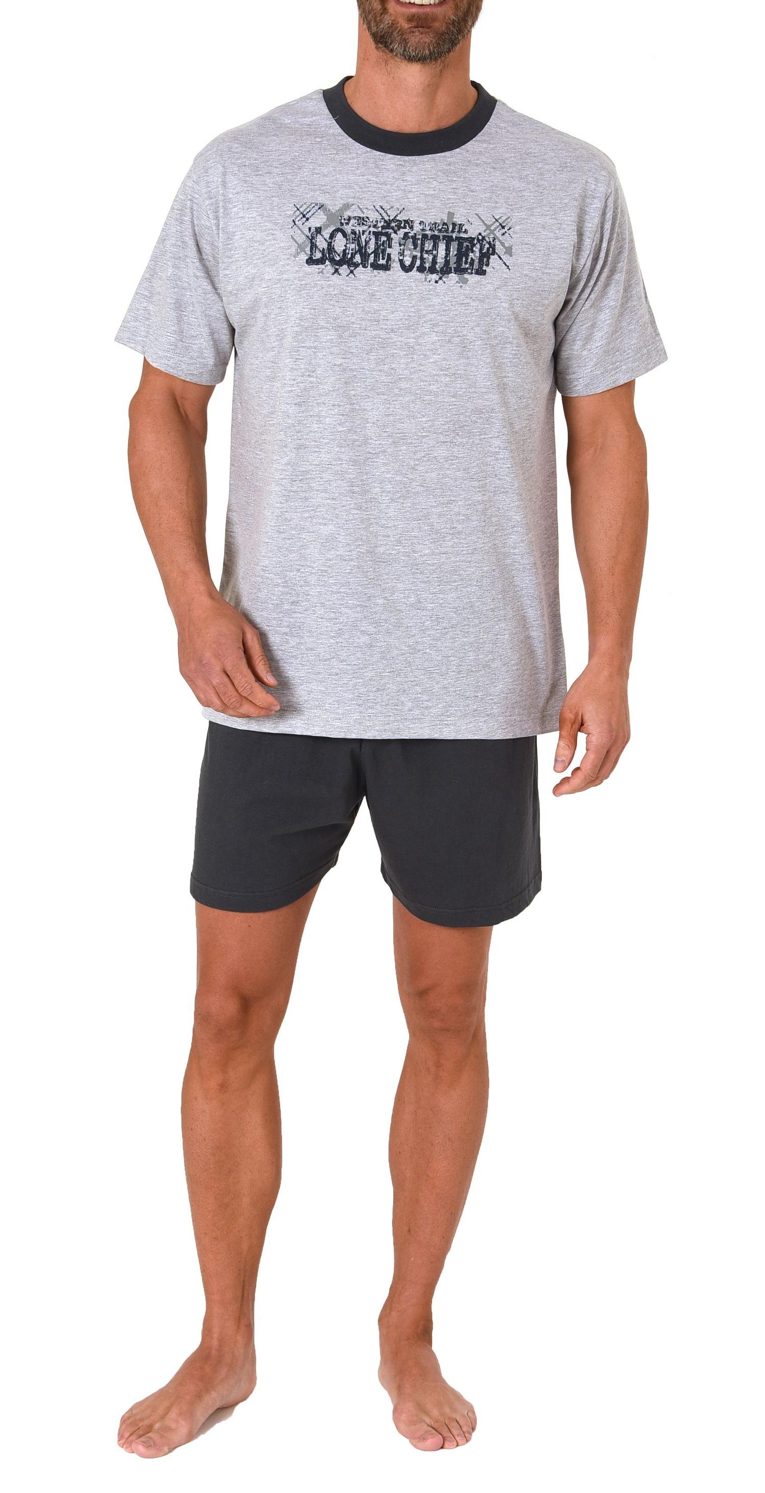 Zeitloser Herren Shorty Pyjama, Schlafanzug mit Front-Print - 122 105 10 903