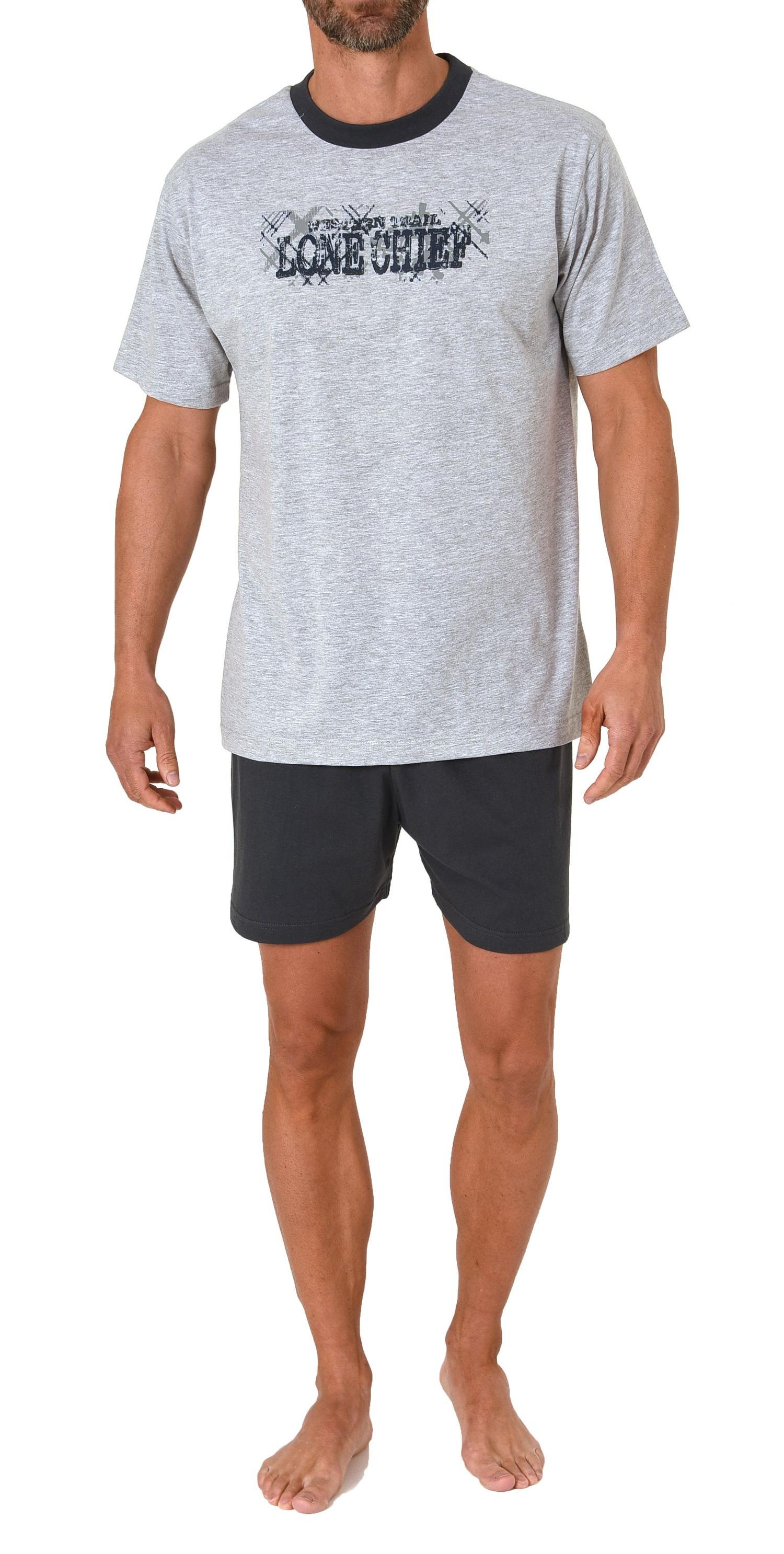 Zeitloser Herren Shorty Pyjama, Schlafanzug mit Front-Print - 122 105 10 903