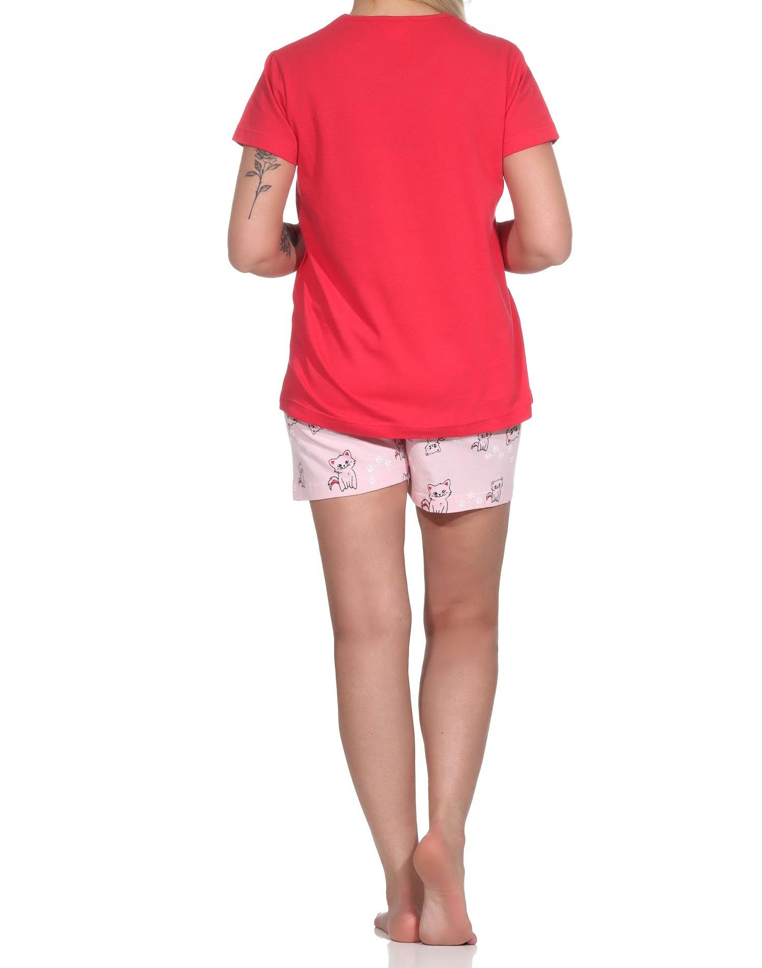 Damen Shorty Pyjama, niedlicher Schlafanzug mit Katzen-Motiv - 122 205 10 751 Damen Shorty Pyjama, niedlicher Schlafanzug mit Katzen-Motiv - 122 205 10 751