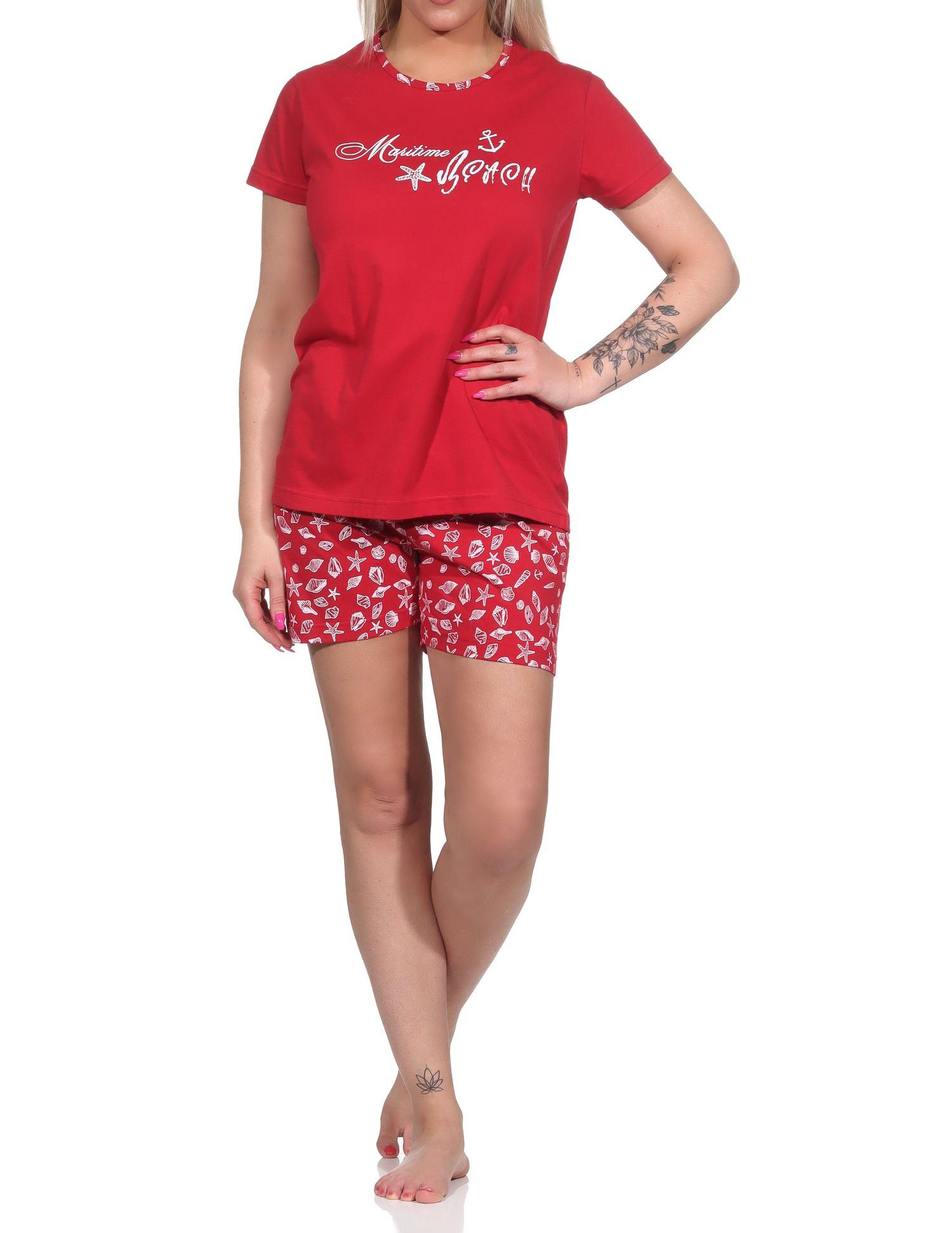 Damen Shorty kurzarm Pyjama in toller maritimer Optik - 122 205 10 753