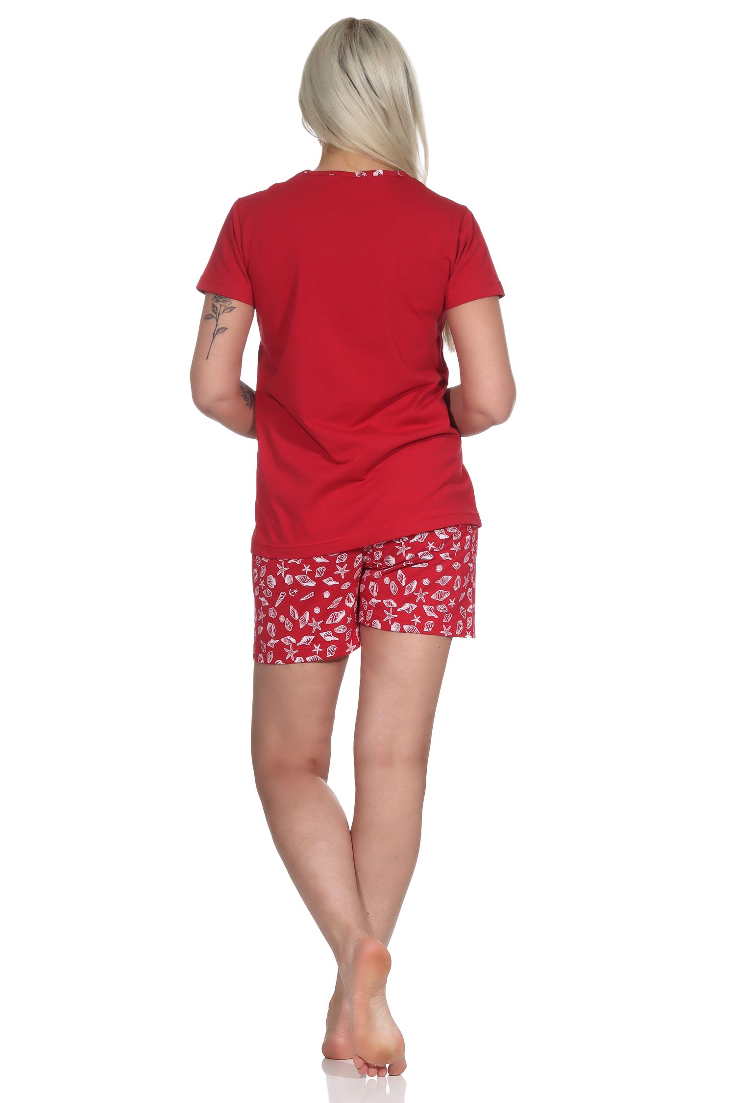 Damen Shorty kurzarm Pyjama in toller maritimer Optik - 122 205 10 753