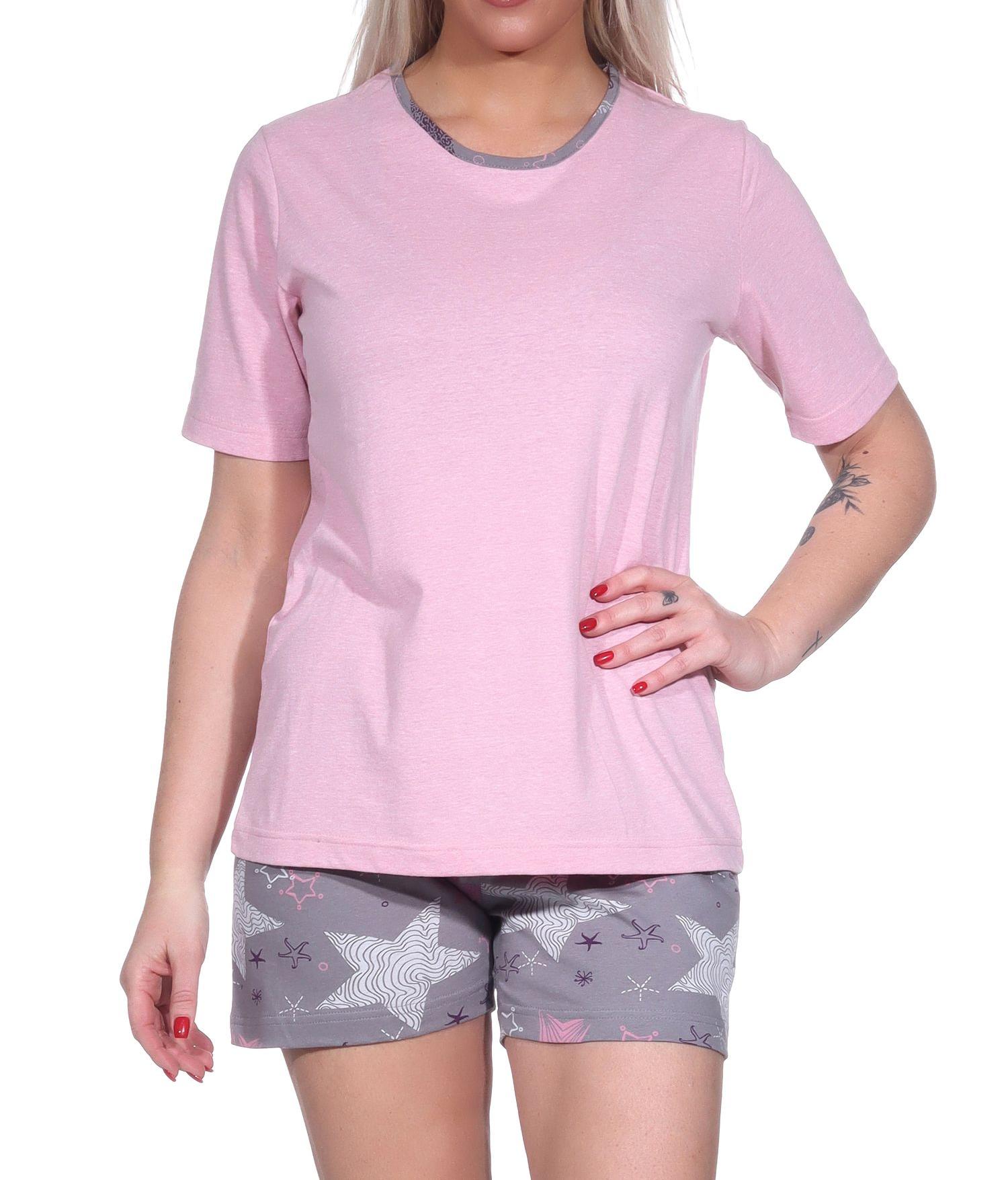 Damen Shorty Pyjama mit kurzen Shorts in toller Sterne-Optik - 123 205 10 783 Damen Shorty Pyjama mit kurzen Shorts in toller Sterne-Optik - 123 205 10 783
