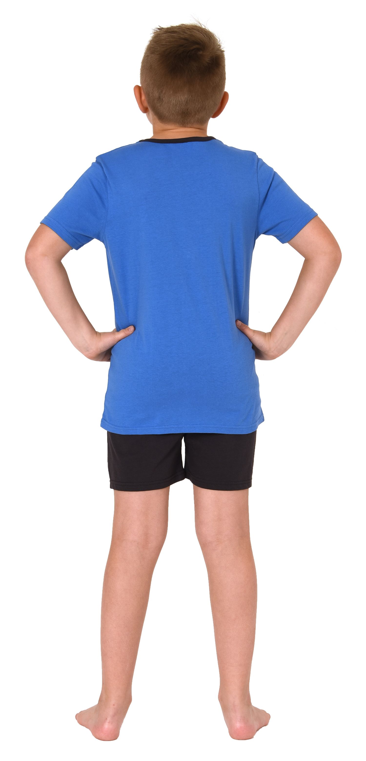 Farbenfroher Jungen Shorty Pyjama kurzarm Schlafanzug in cooler Optik - 505 703