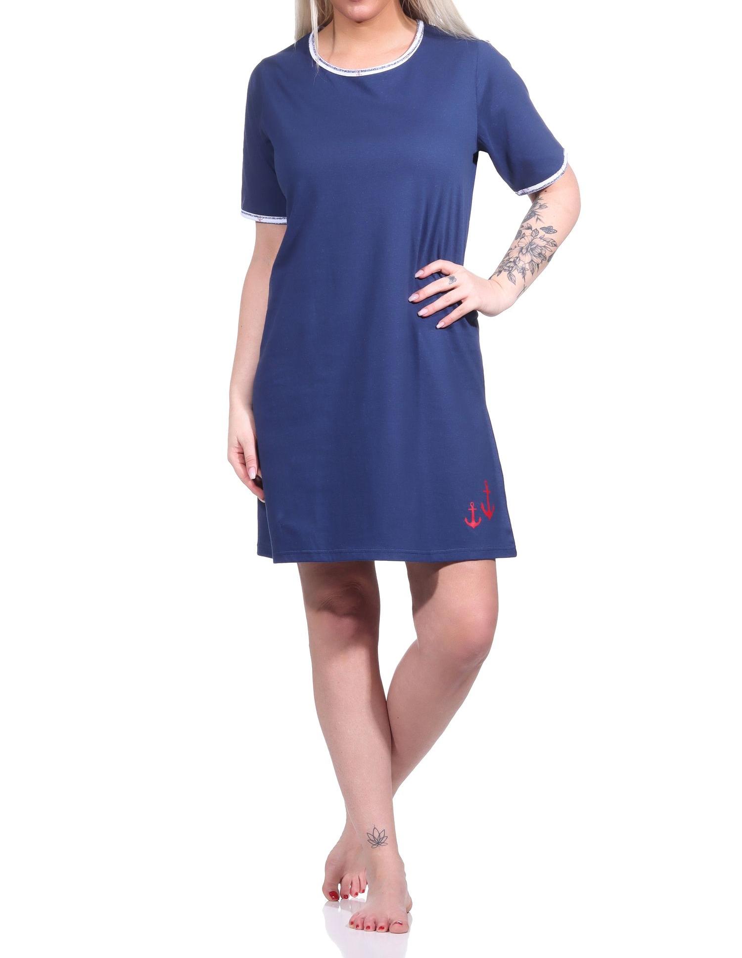 Maritimes Damen Nachthemd, kurzärmliges Bigshirt mit Rundhals - 123 214 10 151 Maritimes Damen Nachthemd, kurzärmliges Bigshirt mit Rundhals - 123 214 10 151