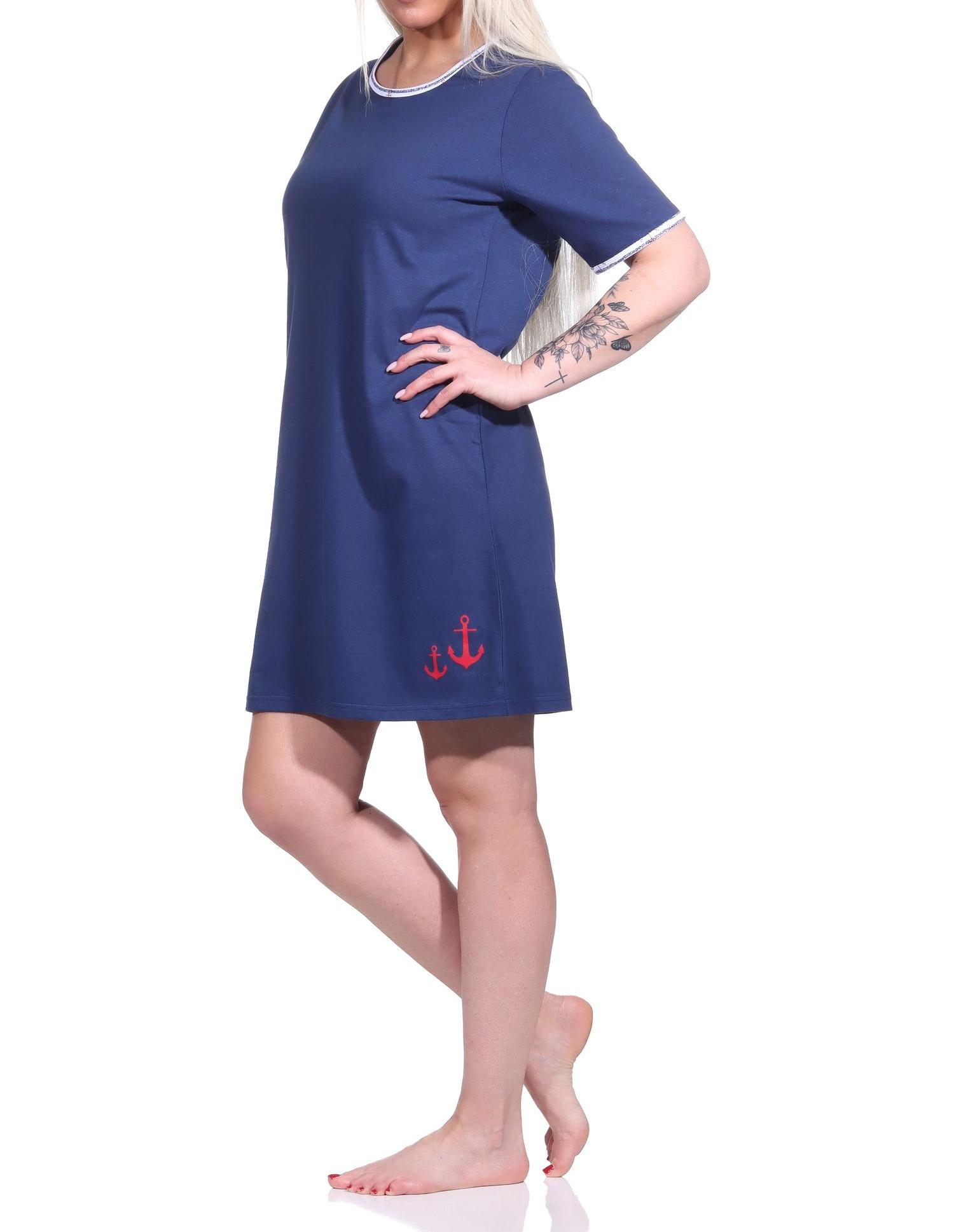 Maritimes Damen Nachthemd, kurzärmliges Bigshirt mit Rundhals - 123 214 10 151 Maritimes Damen Nachthemd, kurzärmliges Bigshirt mit Rundhals - 123 214 10 151