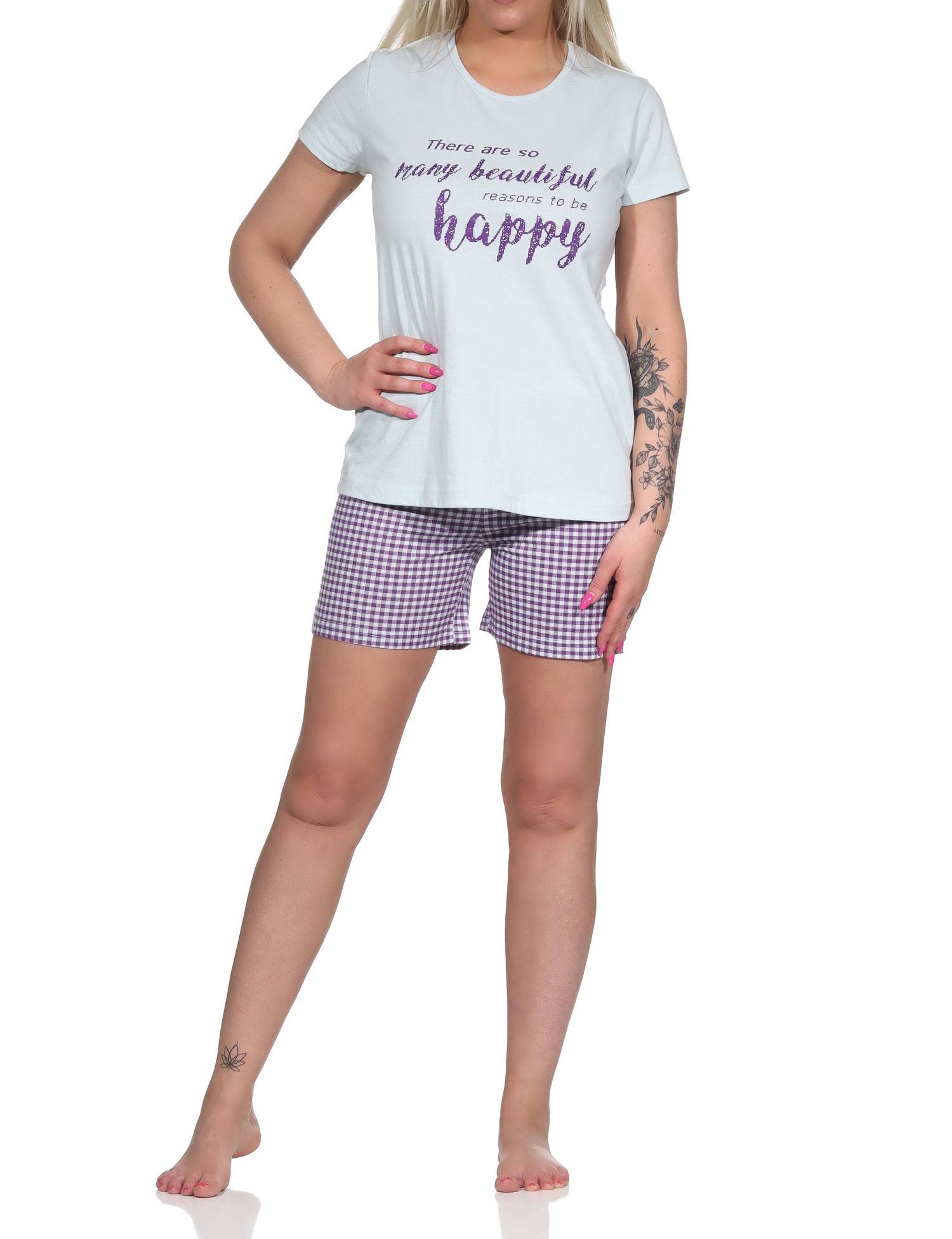 Damen Shorty Pyjama, kurzer Schlafanzug mit karierten Shorts - 112 205 10 734 Damen Shorty Pyjama, kurzer Schlafanzug mit karierten Shorts - 112 205 10 734