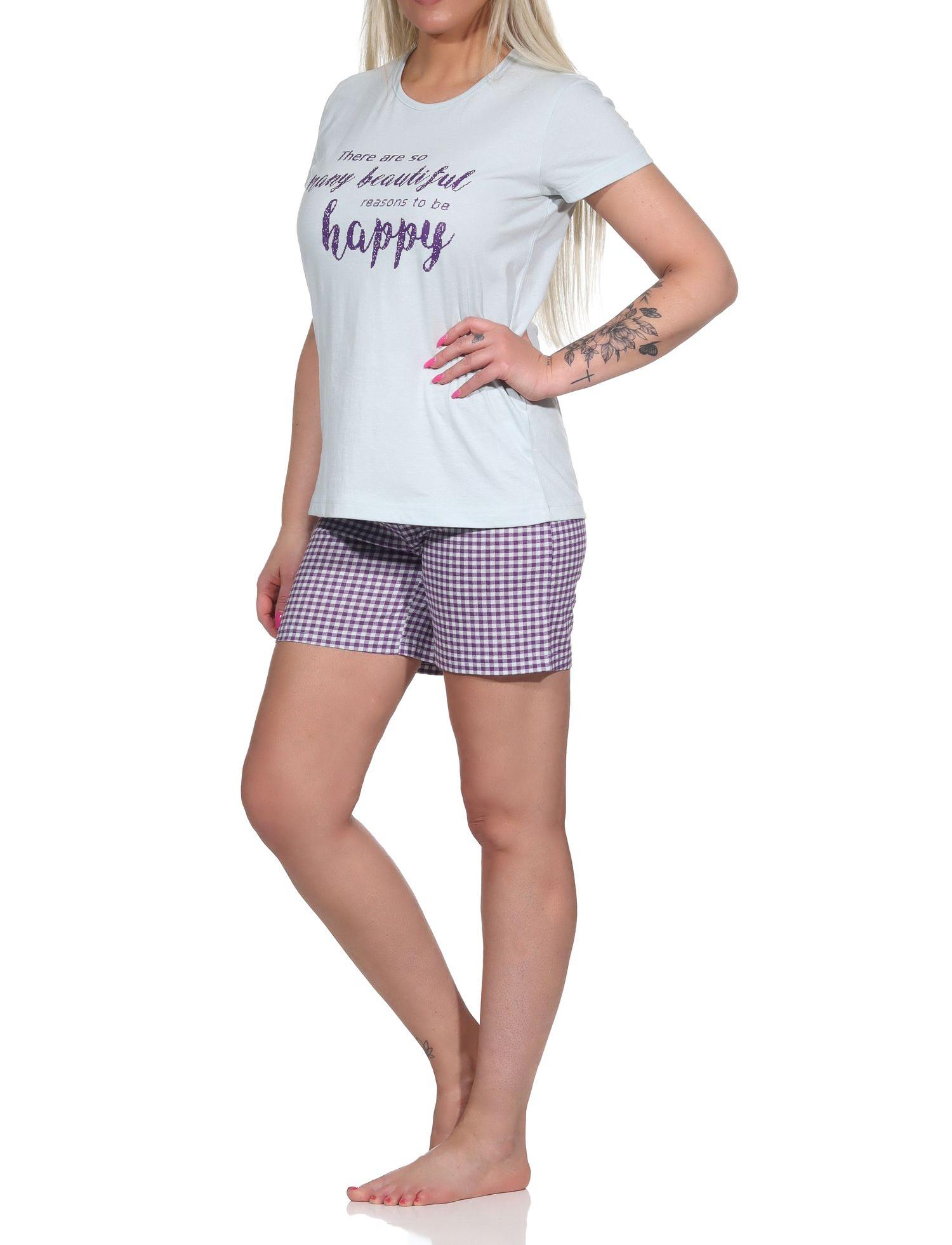 Damen Shorty Pyjama, kurzer Schlafanzug mit karierten Shorts - 112 205 10 734 Damen Shorty Pyjama, kurzer Schlafanzug mit karierten Shorts - 112 205 10 734