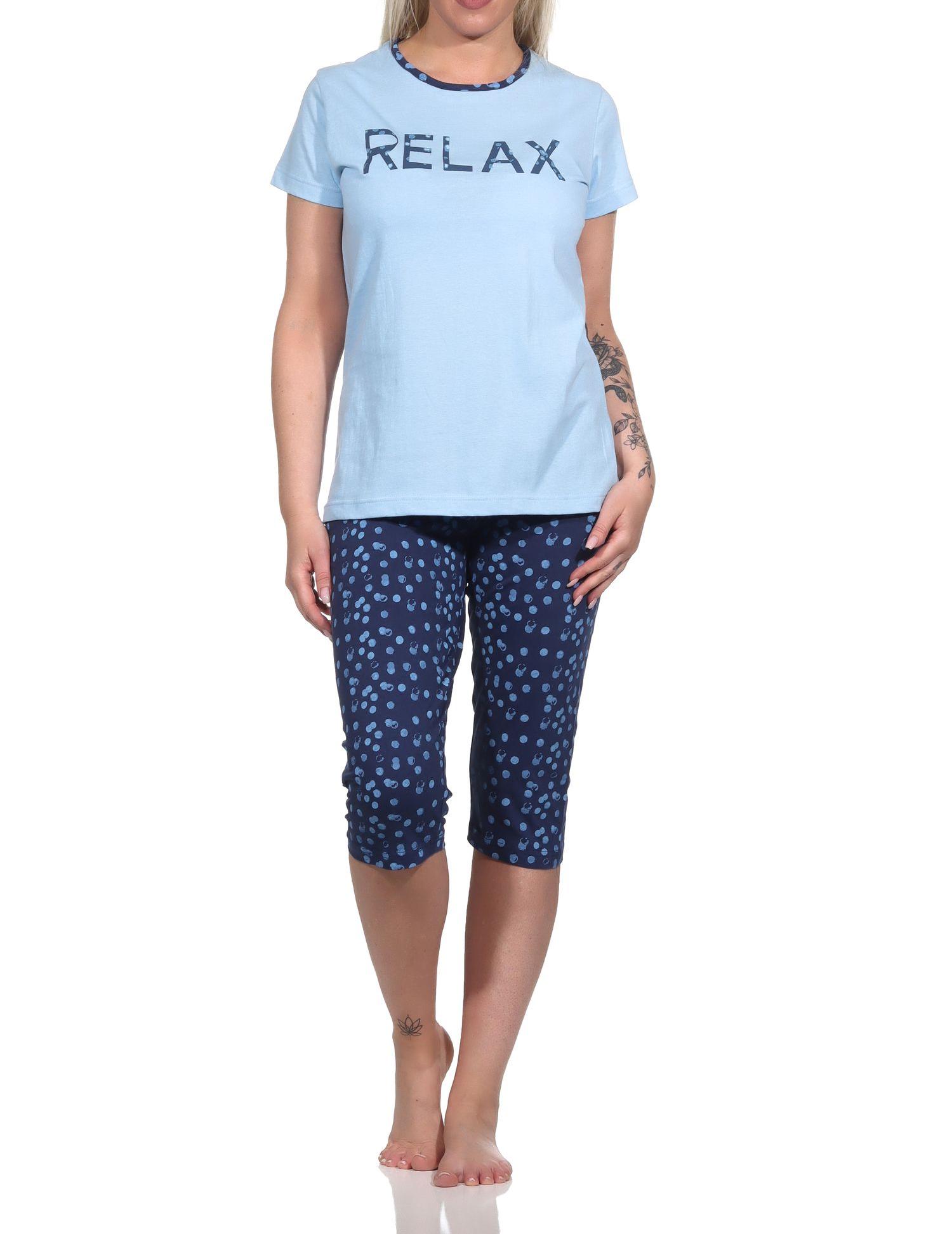 Damen Capri Pyjama, lässiger Schlafanzug "RELAX" - 122 204 10 757 Damen Capri Pyjama, lässiger Schlafanzug "RELAX" - 122 204 10 757