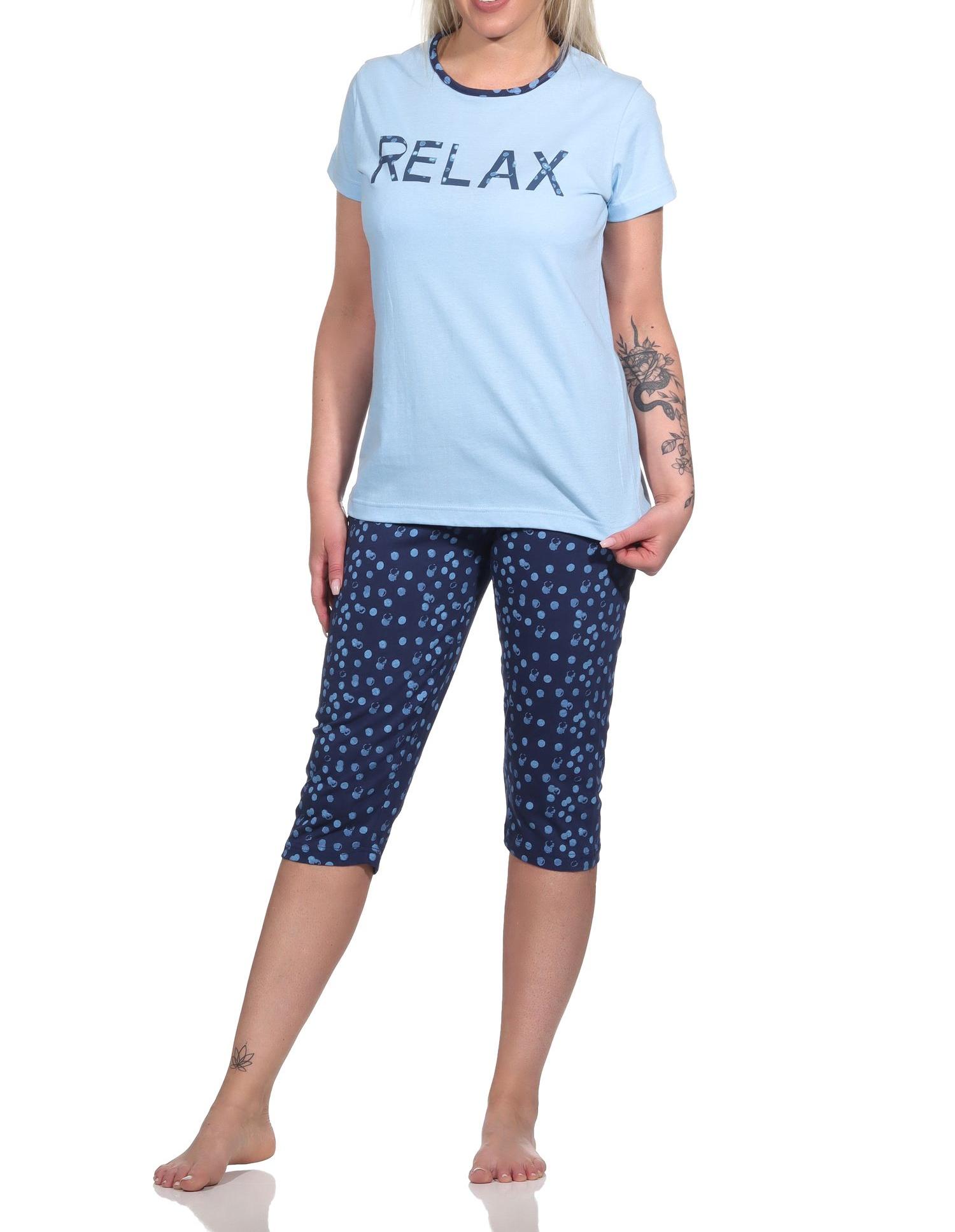 Damen Capri Pyjama, lässiger Schlafanzug "RELAX" - 122 204 10 757 Damen Capri Pyjama, lässiger Schlafanzug "RELAX" - 122 204 10 757