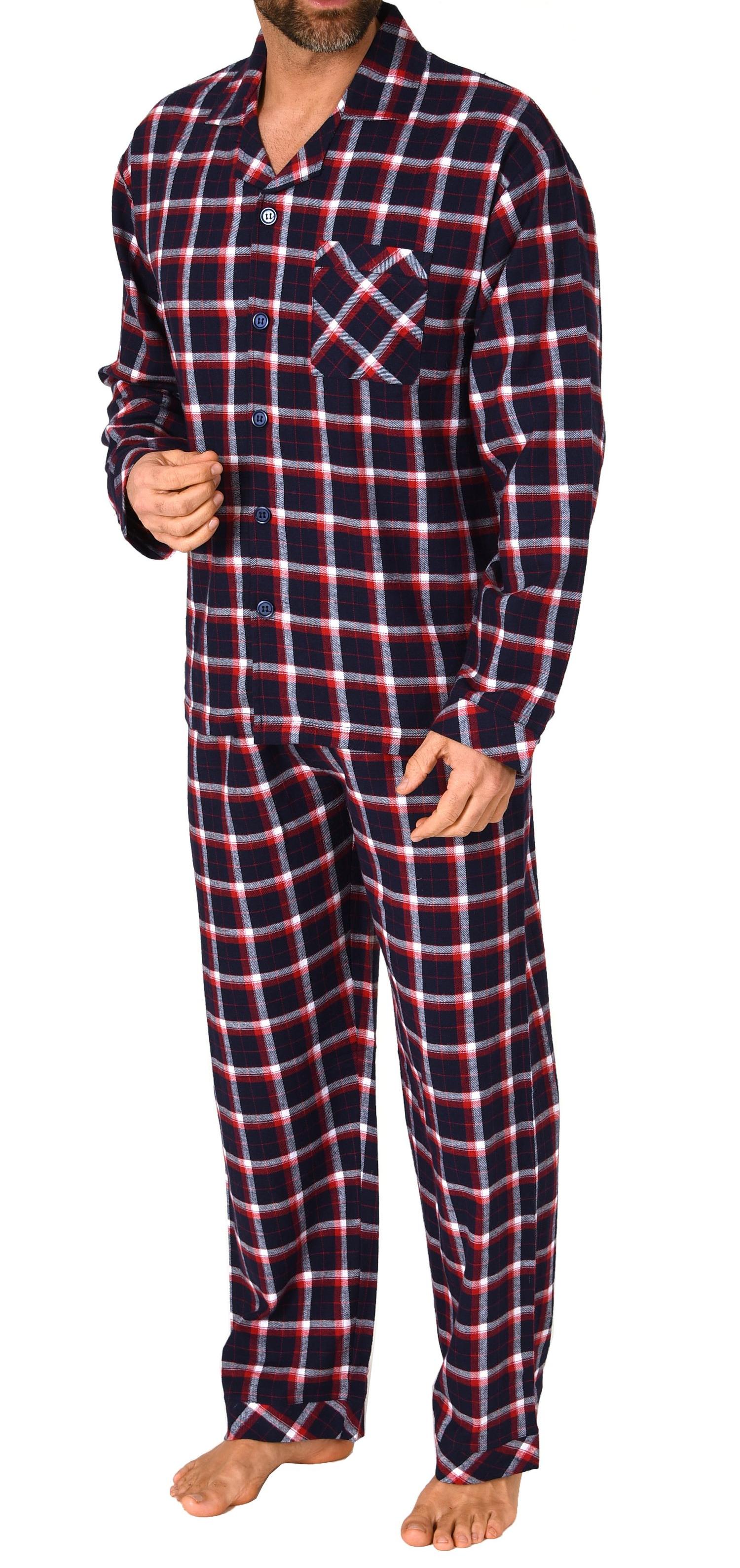 Durchknöpfbarer Herren Flanell-Pyjama mit Karo-Muster - 223 101 15 871 Durchknöpfbarer Herren Flanell-Pyjama mit Karo-Muster