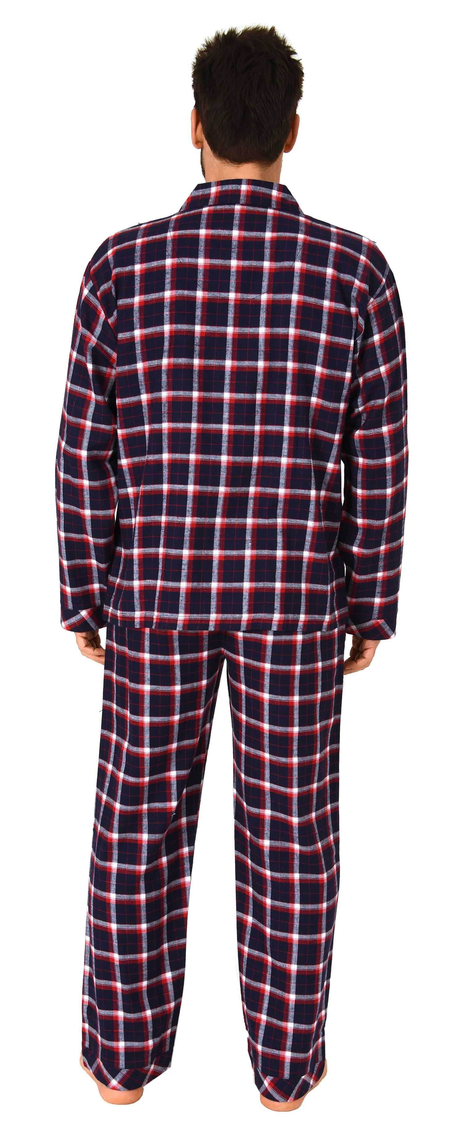 Durchknöpfbarer Herren Flanell-Pyjama mit Karo-Muster