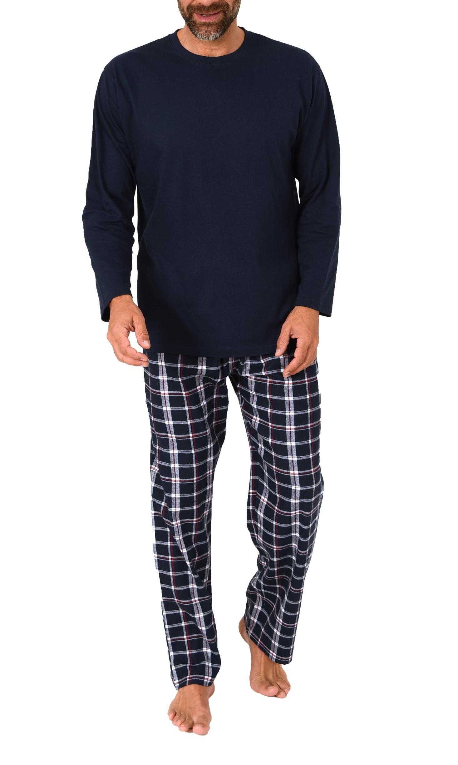 Herren Schlafanzug lang, Pyjama mit Flanell-Hose in Karo-Optik Herren Schlafanzug lang, Pyjama mit Flanell-Hose in Karo-Optik