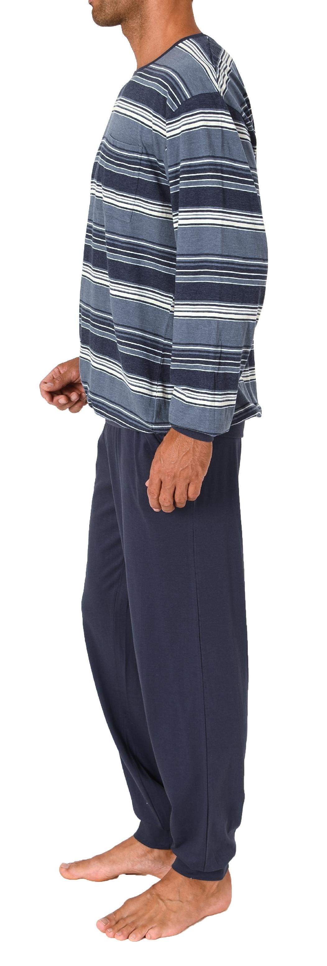 Herren Schlafanzug Pyjama langarm mit Bündchen in eleganter Streifenoptik - 222 101 90 820 Herren Schlafanzug Pyjama langarm mit Bündchen in eleganter Streifenoptik