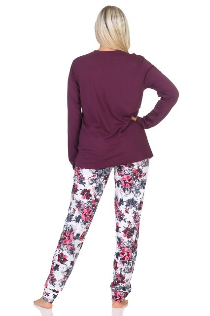 Damen Schlafanzug langarm Pyjama in floralem Design auch in Übergrössen Damen Schlafanzug langarm Pyjama in floralem Design auch in Übergrössen