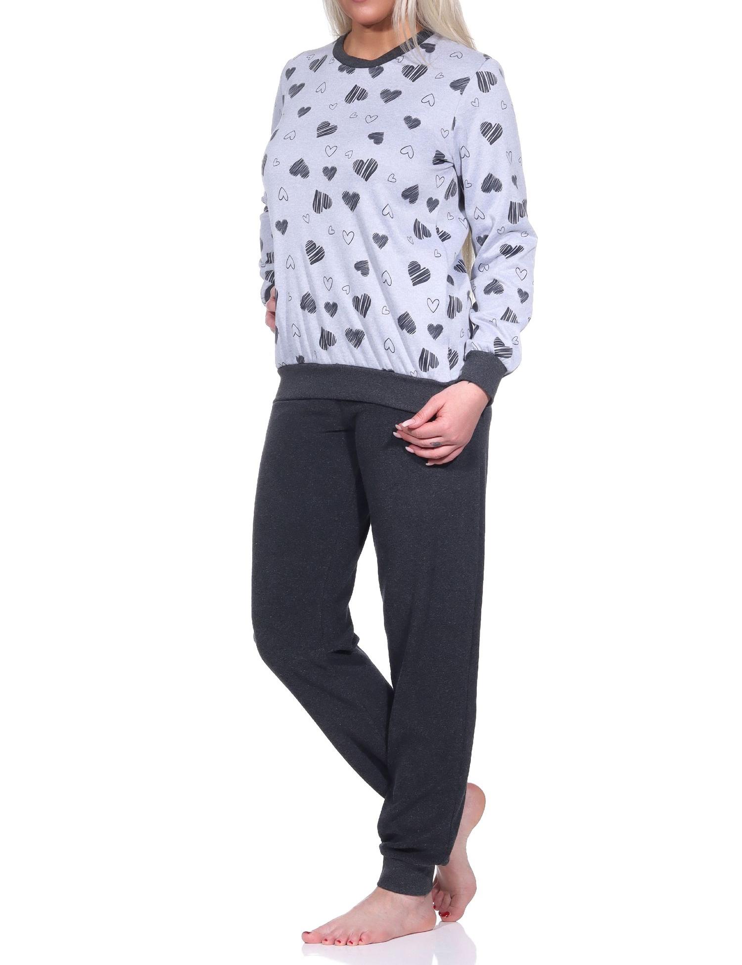 Damen Frottee Schlafanzug mit Bündchen Pyjama in toller Herz Optik - auch in Übergrößen - 222 201 93 138 Damen Frottee Schlafanzug mit Bündchen Pyjama in toller Herz Optik - auch in Übergrößen