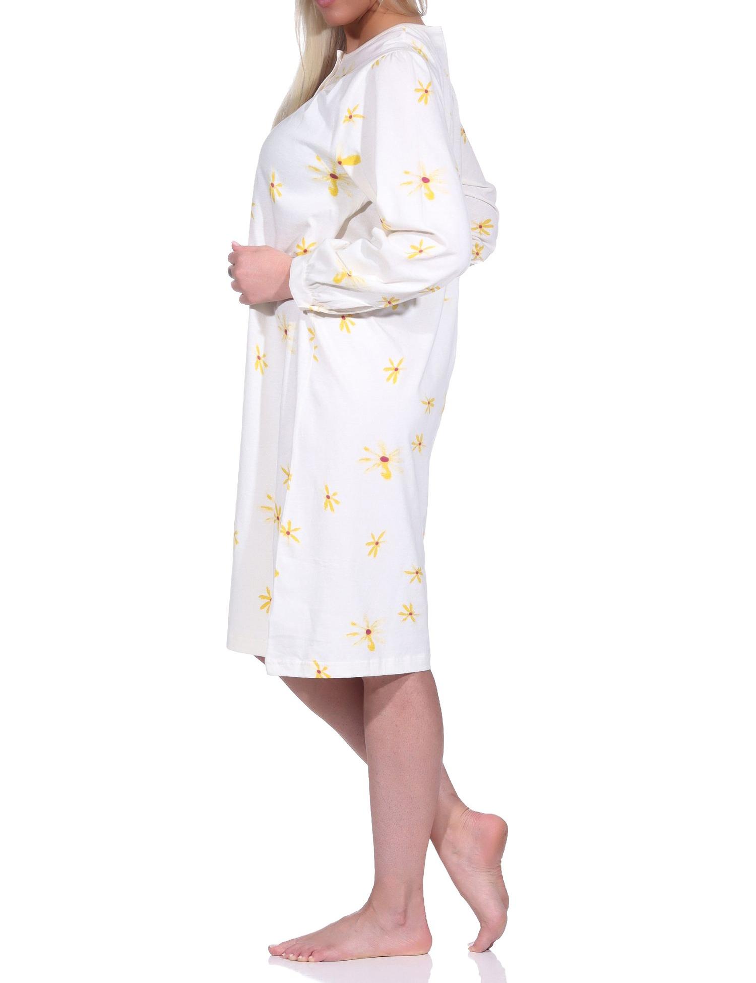 Elegantes frauliches Damen Nachthemd langarm mit 105 cm Länge, und Knopfleiste am Hals - 222 210 90 311 Elegantes frauliches Damen Nachthemd langarm mit 105 cm Länge, und Knopfleiste am Hals