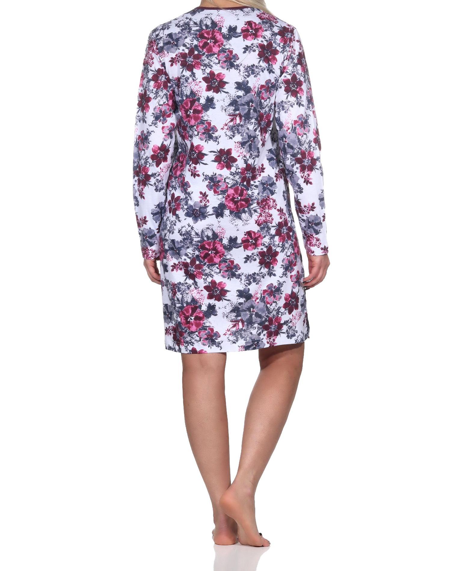 Damen Nachthemd langarm Sleepshirt in floralem Design - auch in Übergrössen Damen Nachthemd langarm Sleepshirt in floralem Design - auch in Übergrössen