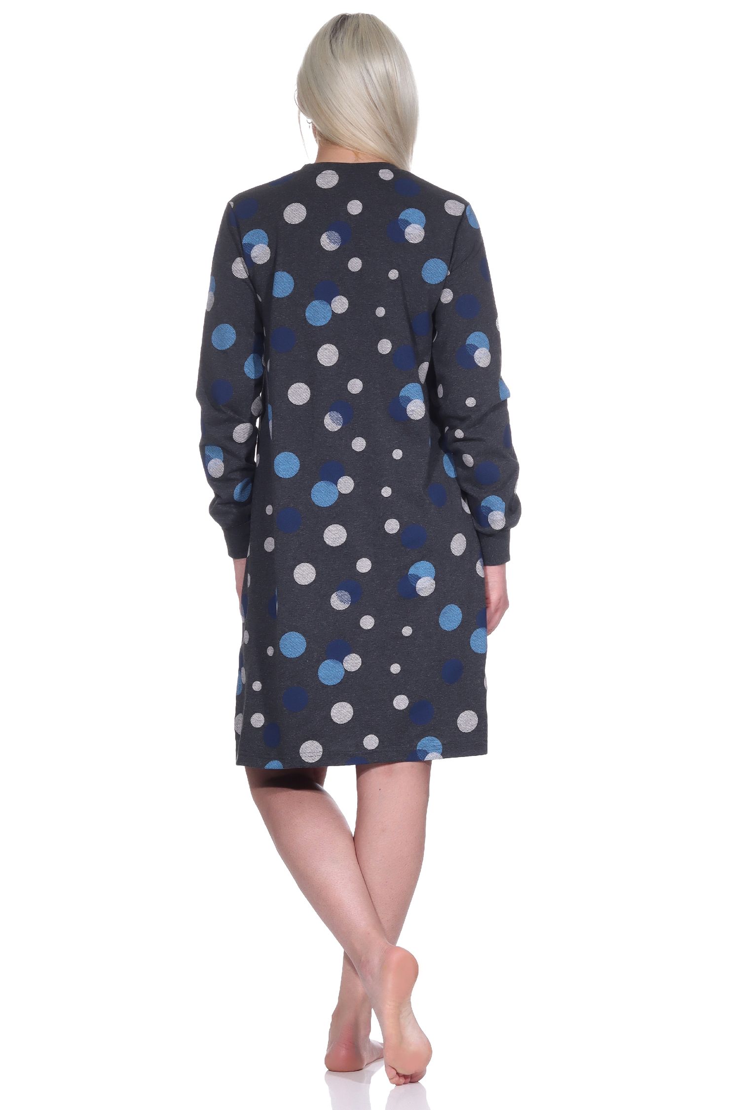 Damen langarm Nachthemd mit Bündchen in Punkte / Tupfen Look - 222 213 90 750 Damen langarm Nachthemd mit Bündchen in Punkte / Tupfen Look