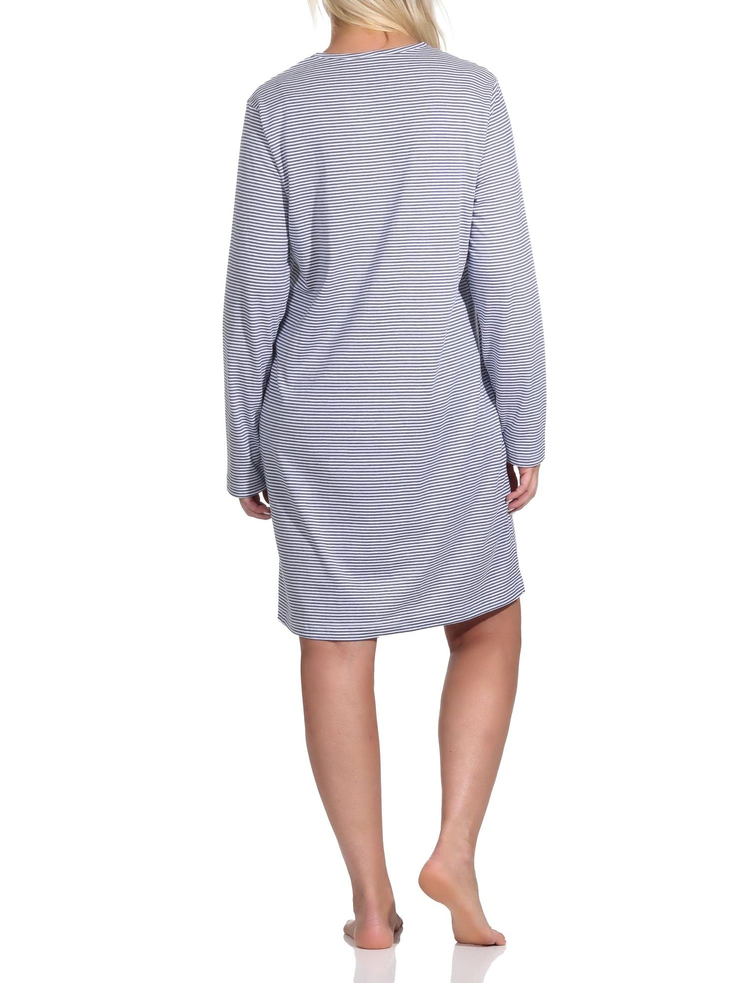 Damen Nachthemd Bigshirt langarm in Streifen - Ringel Optik - 222 213 90 903 Damen Nachthemd Bigshirt langarm in Streifen - Ringel Optik