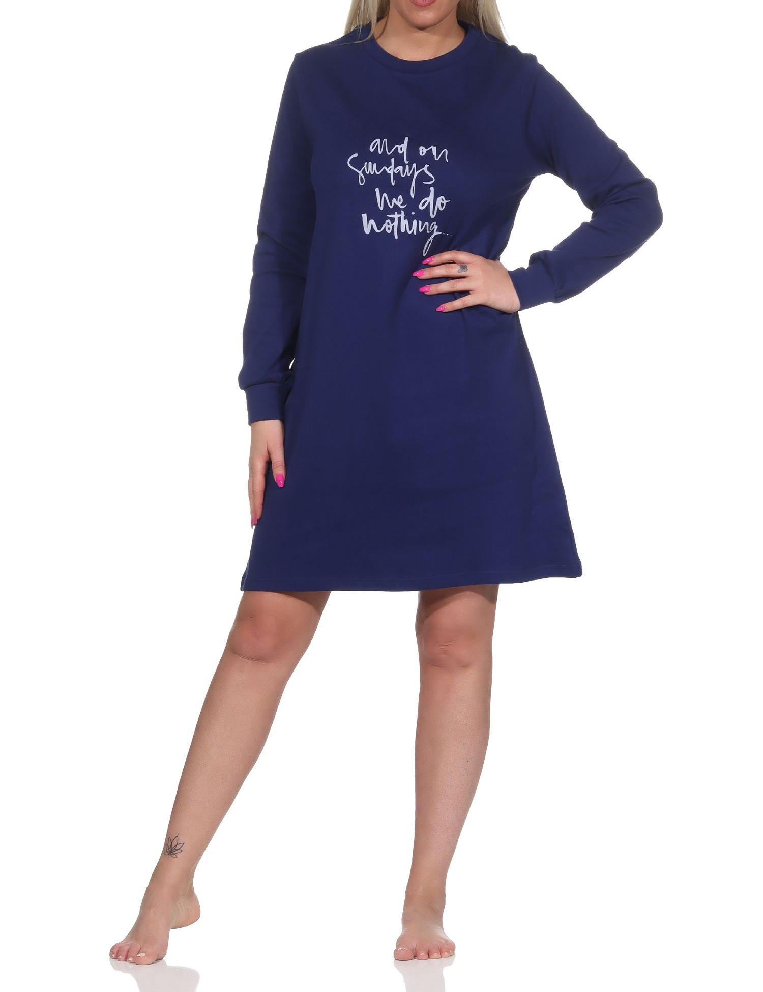 Damen langarm Nachthemd mit Bündchen in kuscheliger Interlock Qualität und mit Frontprint - 222 213 96 171 Damen langarm Nachthemd mit Bündchen in kuscheliger Interlock Qualität und mit Frontprint