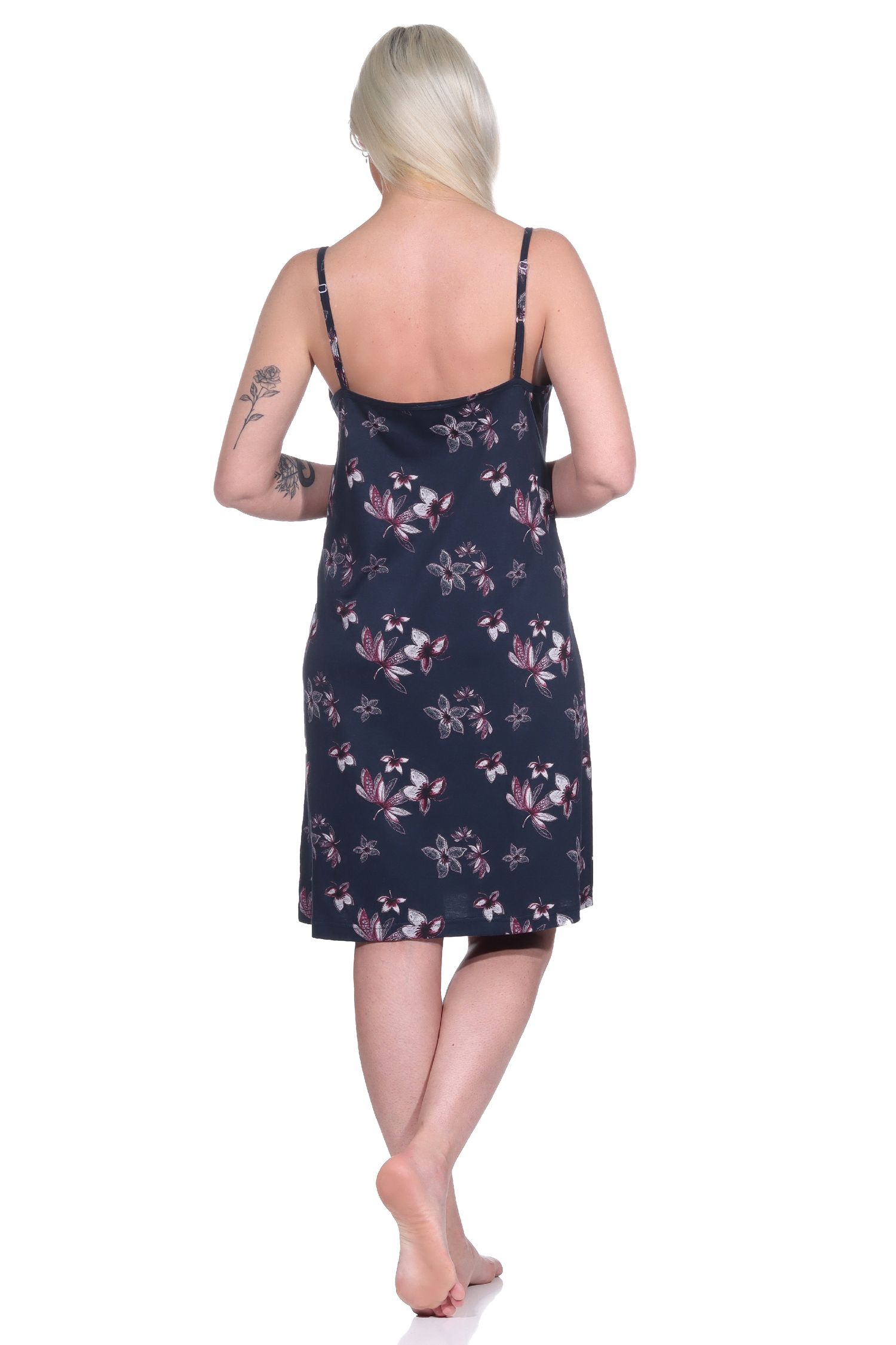 Damen Spaghetti Nachthemd in floralem Design - auch in Übergrössen
