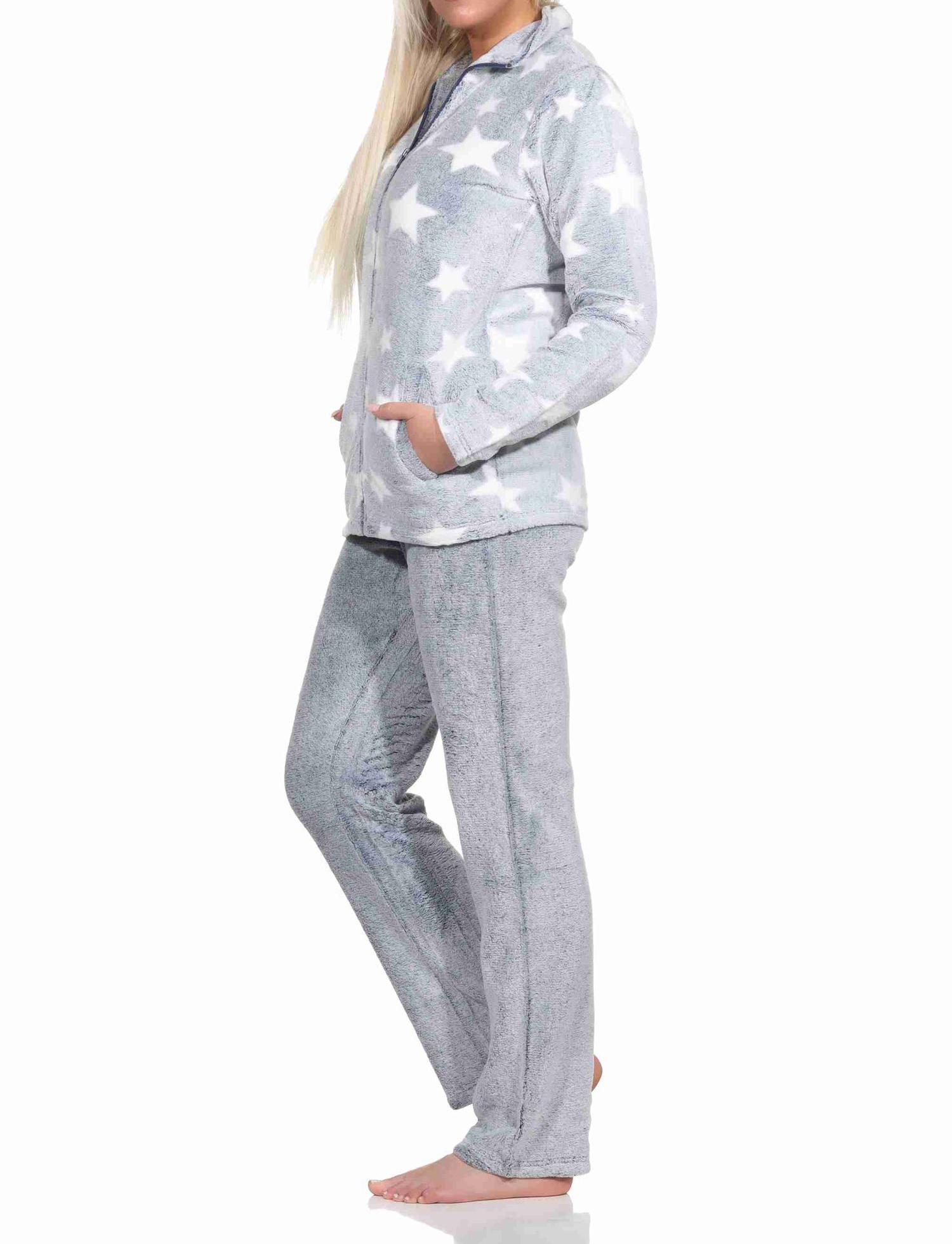 Damen Hausanzug in Sterneoptik aus kuschelig warmen Coralfleece