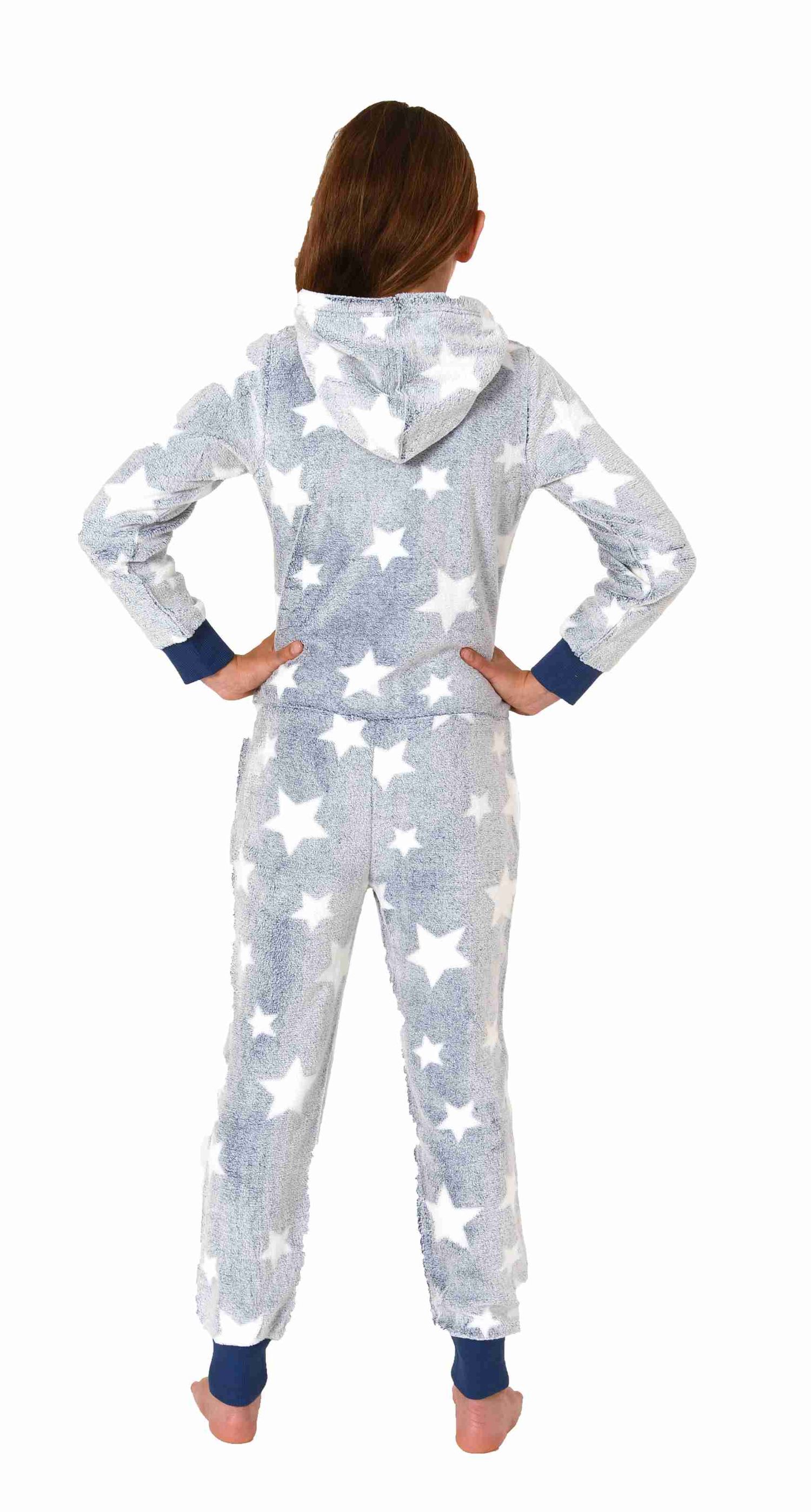 Mädchen Schlafanzug Jumpsuit Overall in Sterneoptik aus kuschelig warmen Coralfleece Mädchen Schlafanzug Jumpsuit Overall in Sterneoptik aus kuschelig warmen Coralfleece