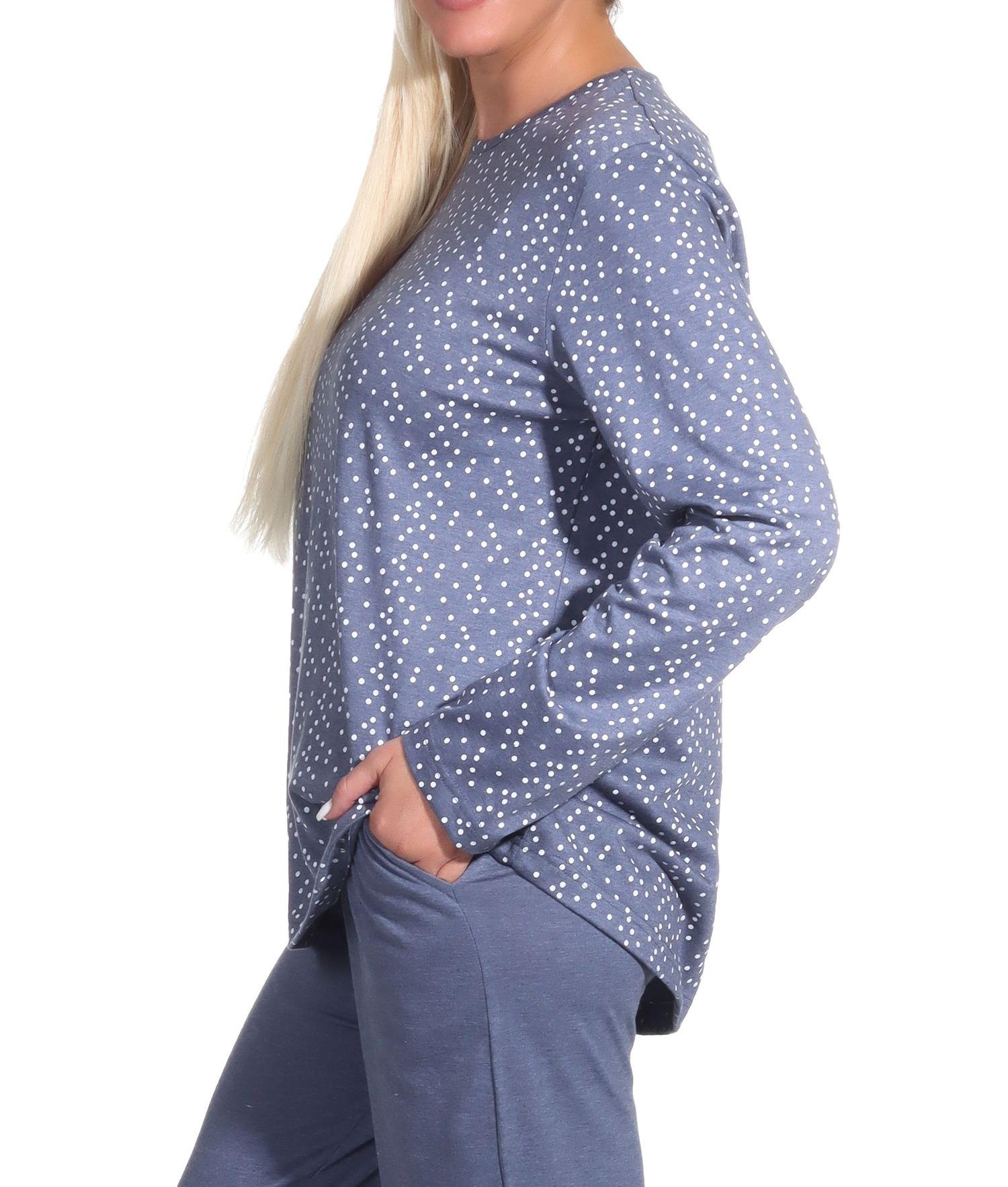 Damen langarm Schlafanzug Pyjama Oberteil Shirt Mix & Match in Tupfen / Punkte Optik - 222 219 90 904 Damen langarm Schlafanzug Pyjama Oberteil Shirt Mix & Match
