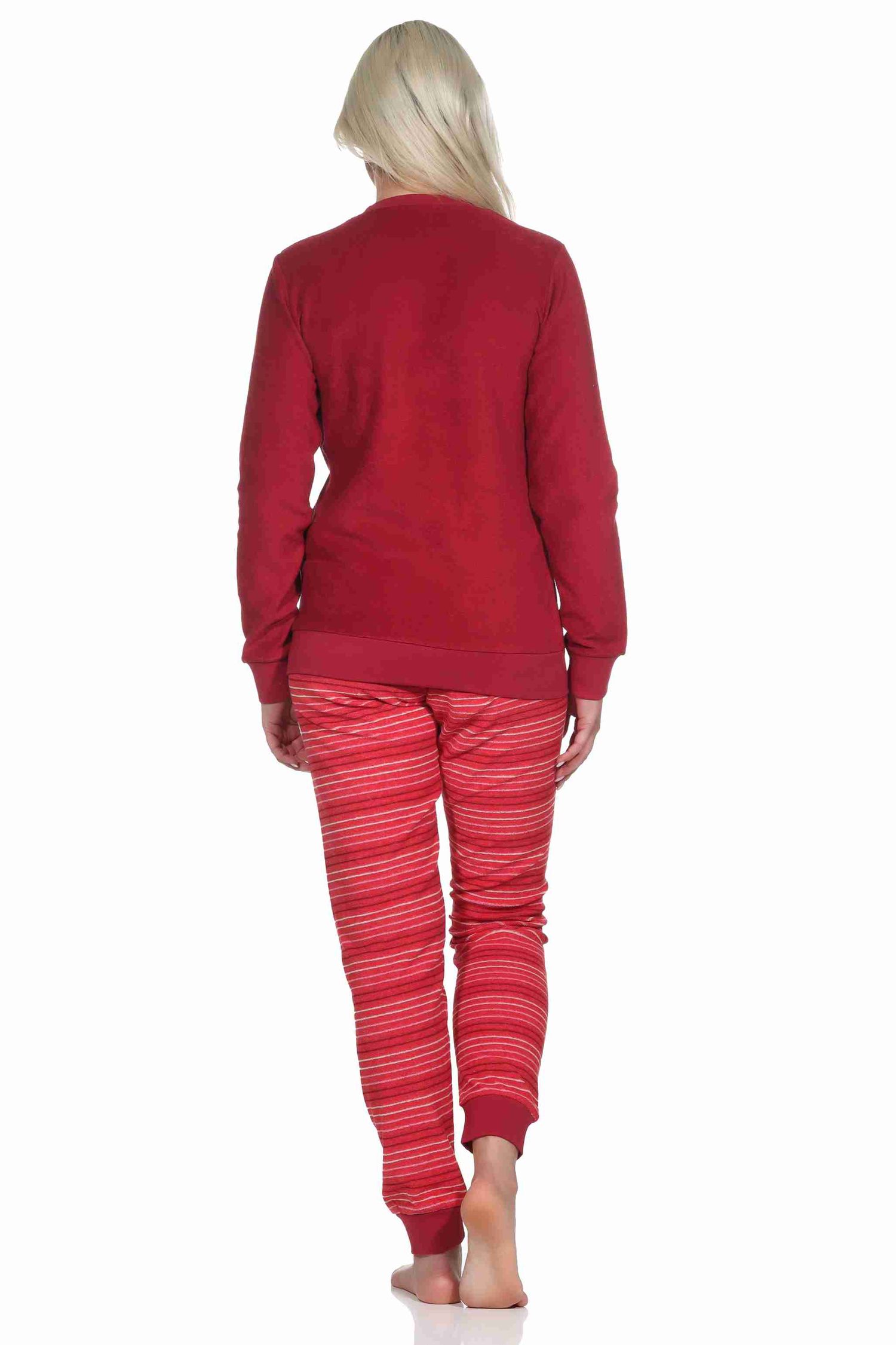 Damen Frottee Pyjama, Hose gestreift, Oberteil mit süssen Tiermotiv - auch in Übergrössen Damen Frottee Pyjama, Hose gestreift, Oberteil mit süssen Tiermotiv - auch in Übergrössen