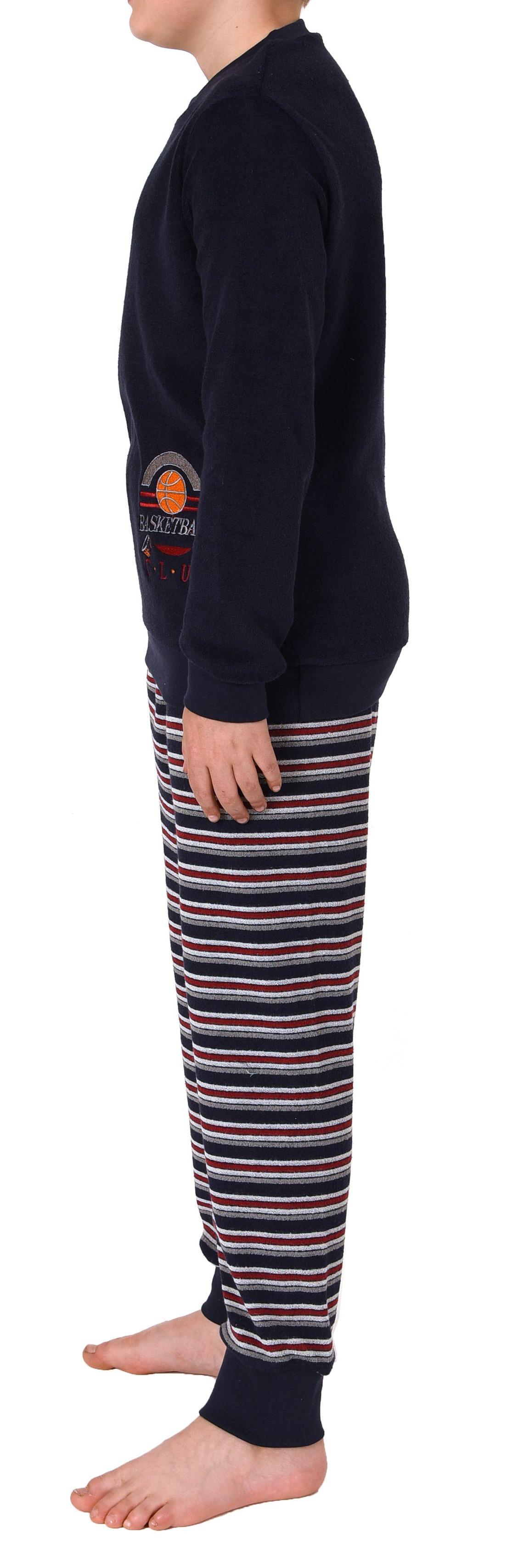 Jungen Frottee langarm Schlafanzug Pyjama mit Bündchen und Basketball-Motiv - 222 501 13 805 Jungen Frottee langarm Schlafanzug Pyjama mit Bündchen und Basketball-Motiv