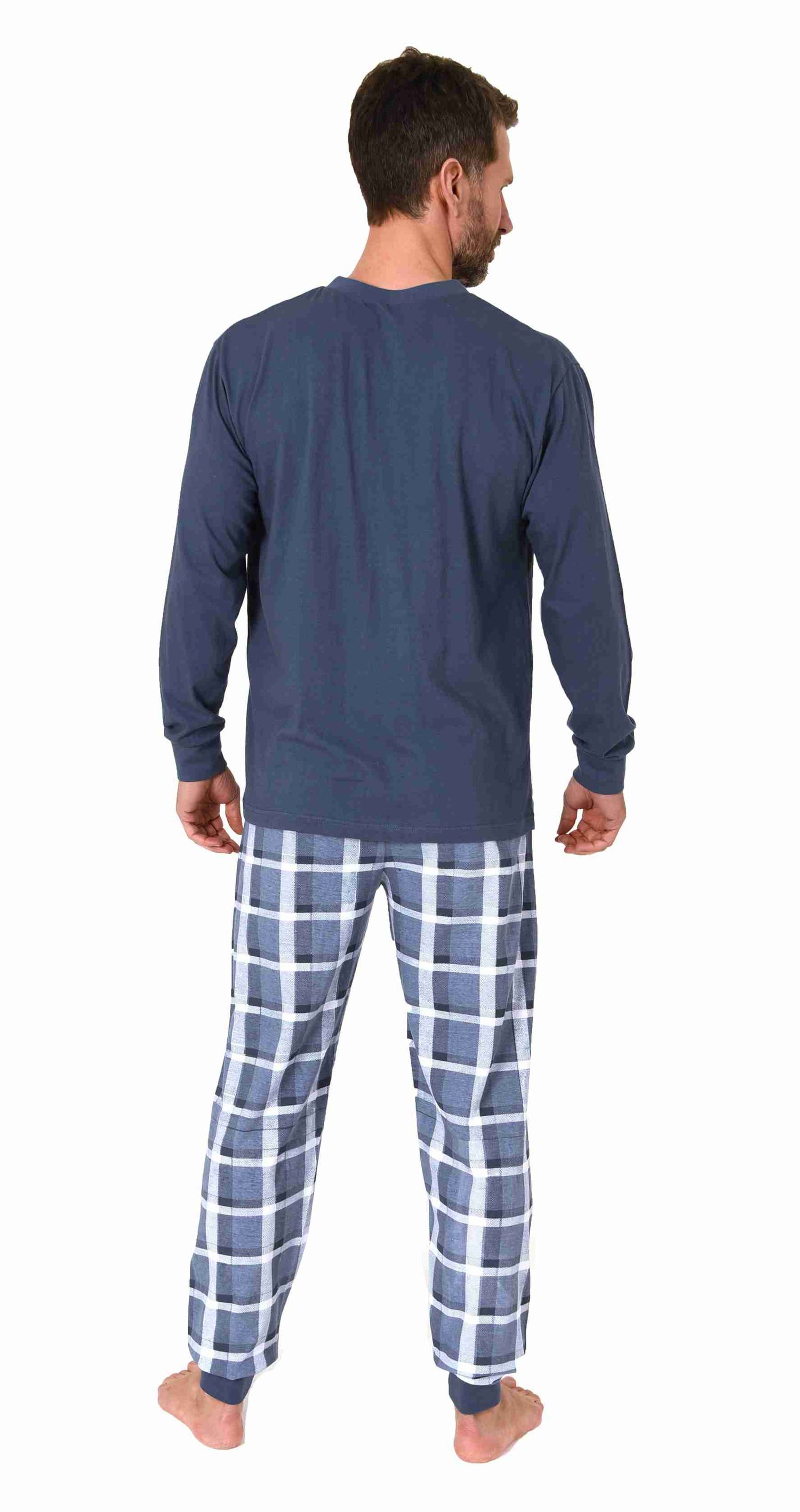 Herren langarm Schlafanzug Pyjama mit Bündchen und karierter Jersey Hose Herren langarm Schlafanzug Pyjama mit Bündchen und karierter Jersey Hose