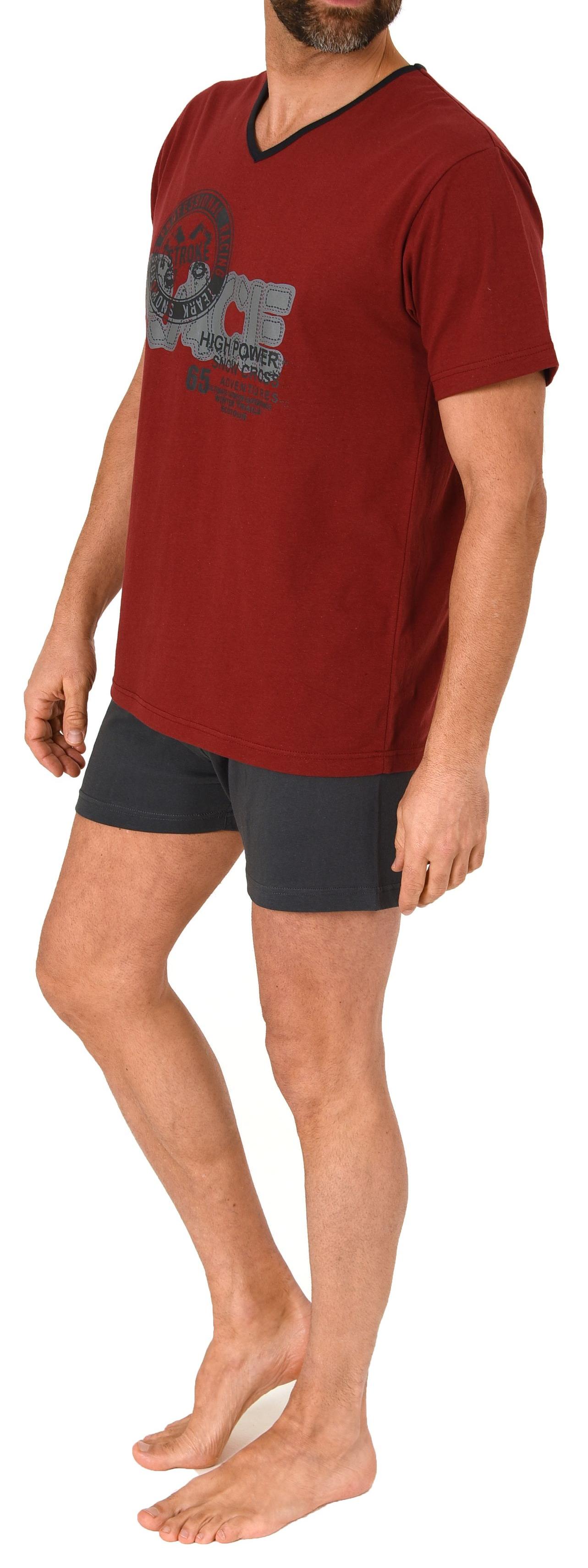 Eleganter Herren kurzarm Schlafanzug Shorty Pyjama mit V-Hals-Ausschnitt Eleganter Herren kurzarm Schlafanzug Shorty Pyjama mit V-Hals-Ausschnitt