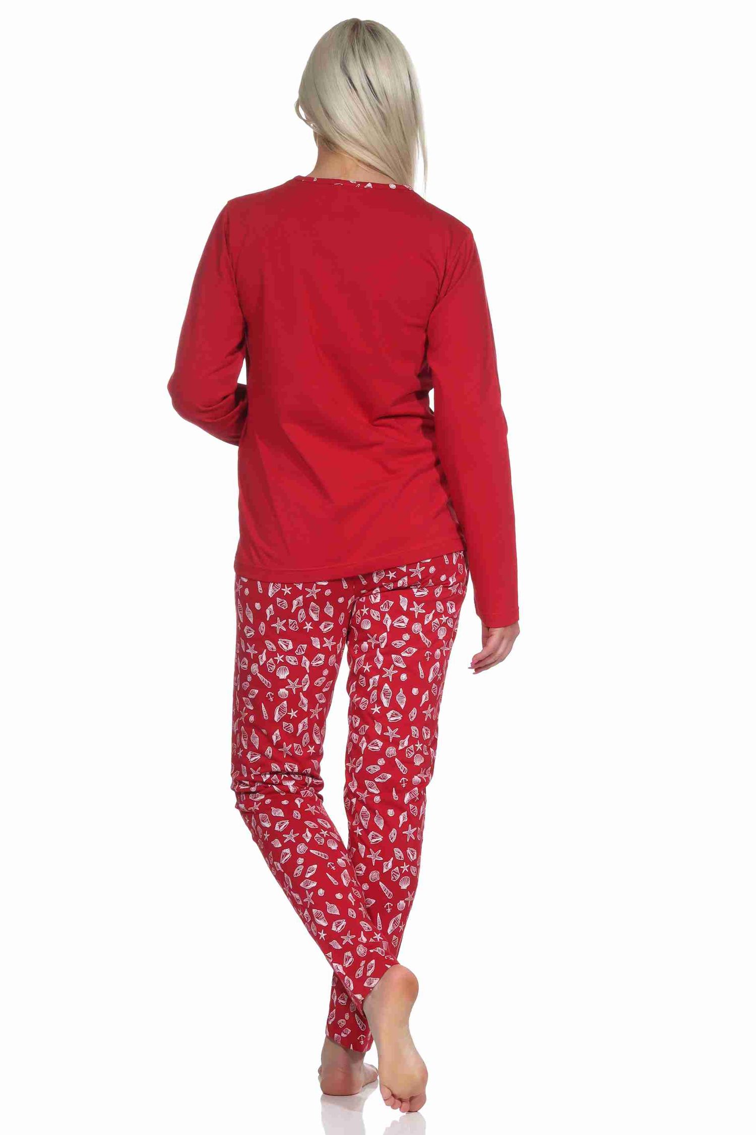 Damen langarm Schlafanzug Pyjama in maritimer Optik Damen langarm Schlafanzug Pyjama in maritimer Optik