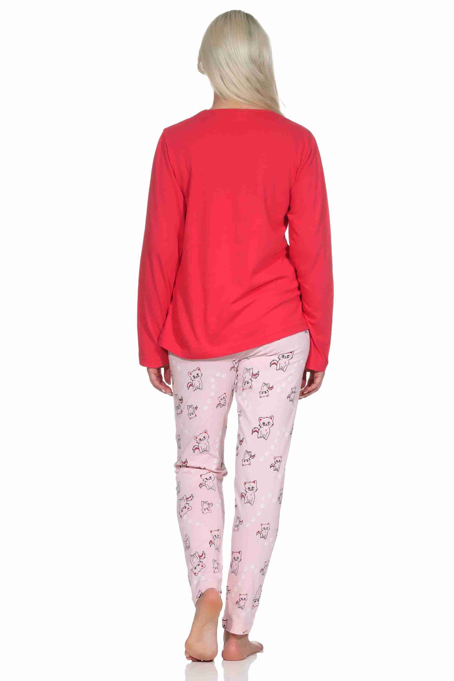 Süsser Damen Schlafanzug lang Pyjama mit Katzen - Motiv Süsser Damen Schlafanzug lang Pyjama mit Katzen - Motiv